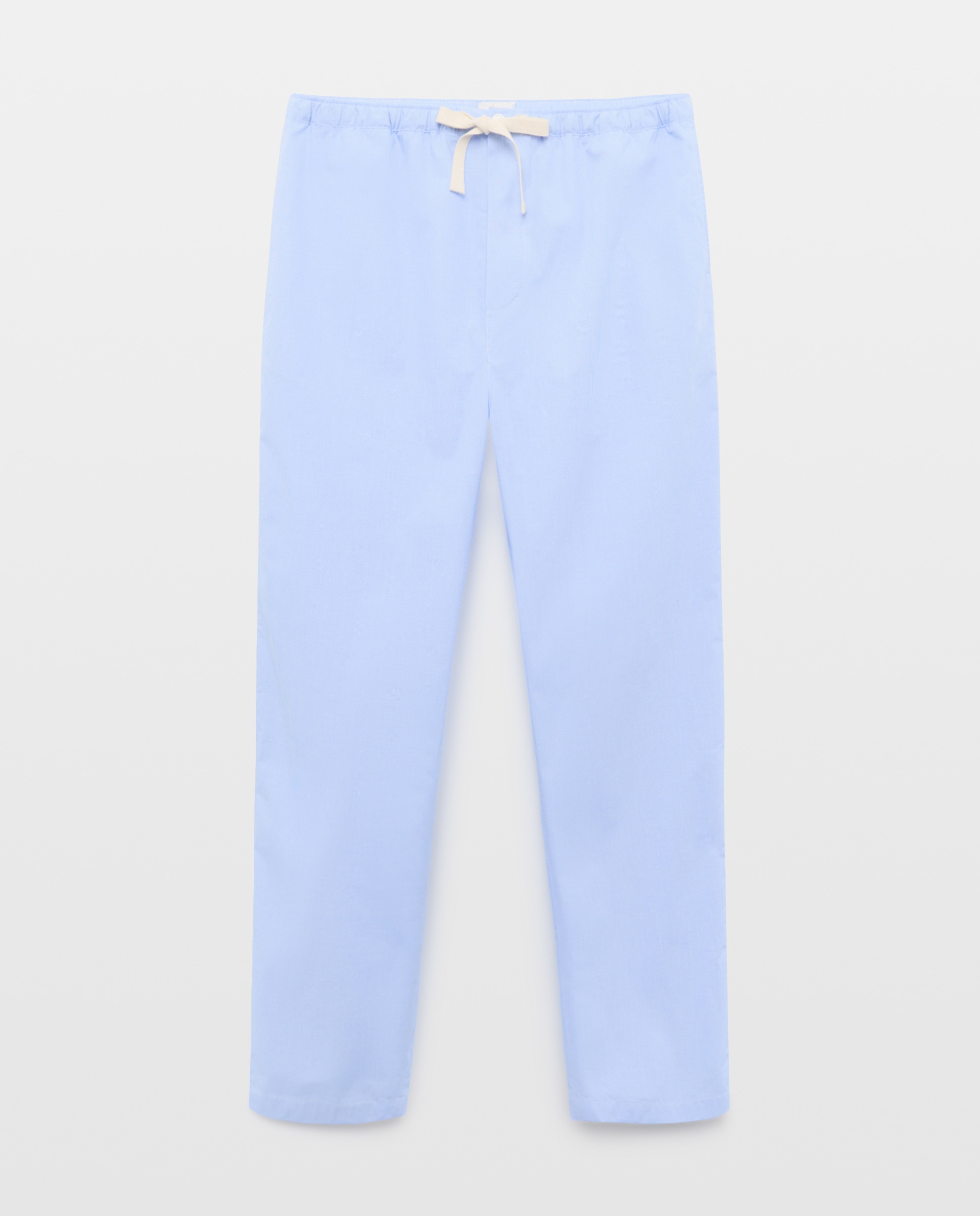 Calças de Pijama em Popelina de Algodão 400 Azul-4