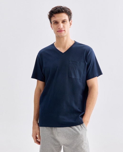 Imagem 0 de T-shirt de Pijama com Gola em Bico e Manga Curta