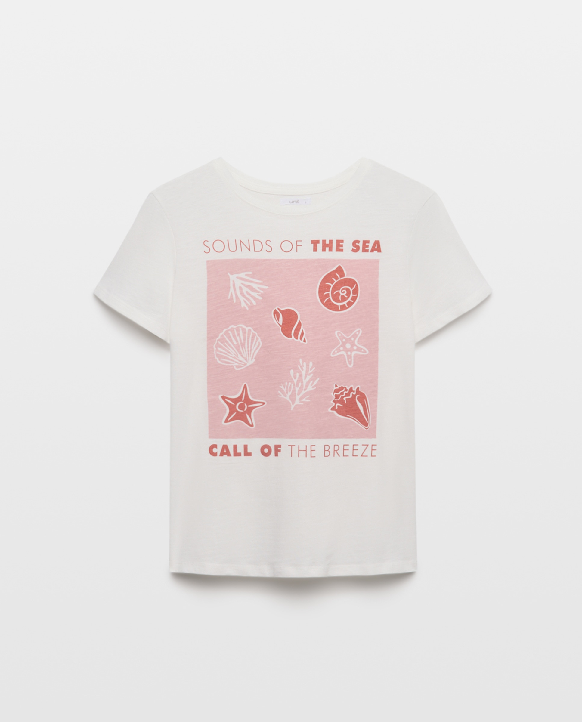 Camiseta estampada de mujer cuello caja Rosa-5