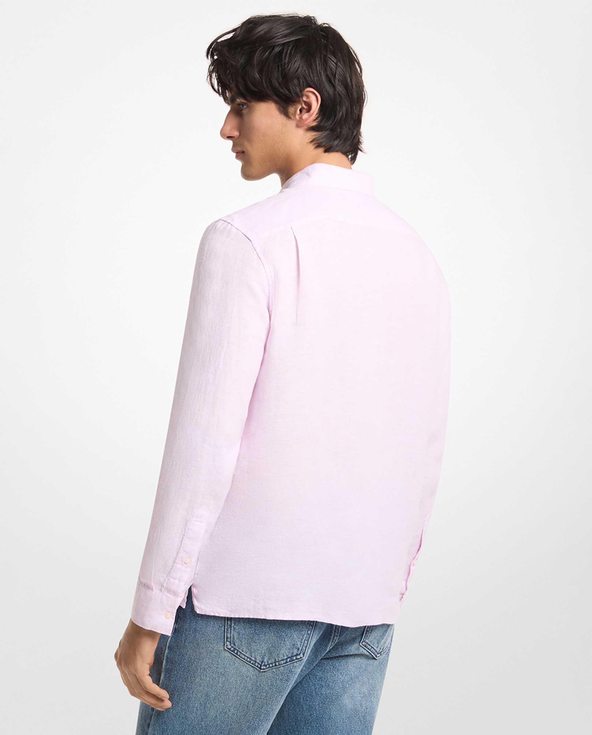 Camisa em Tecido de Linho Rosa-2