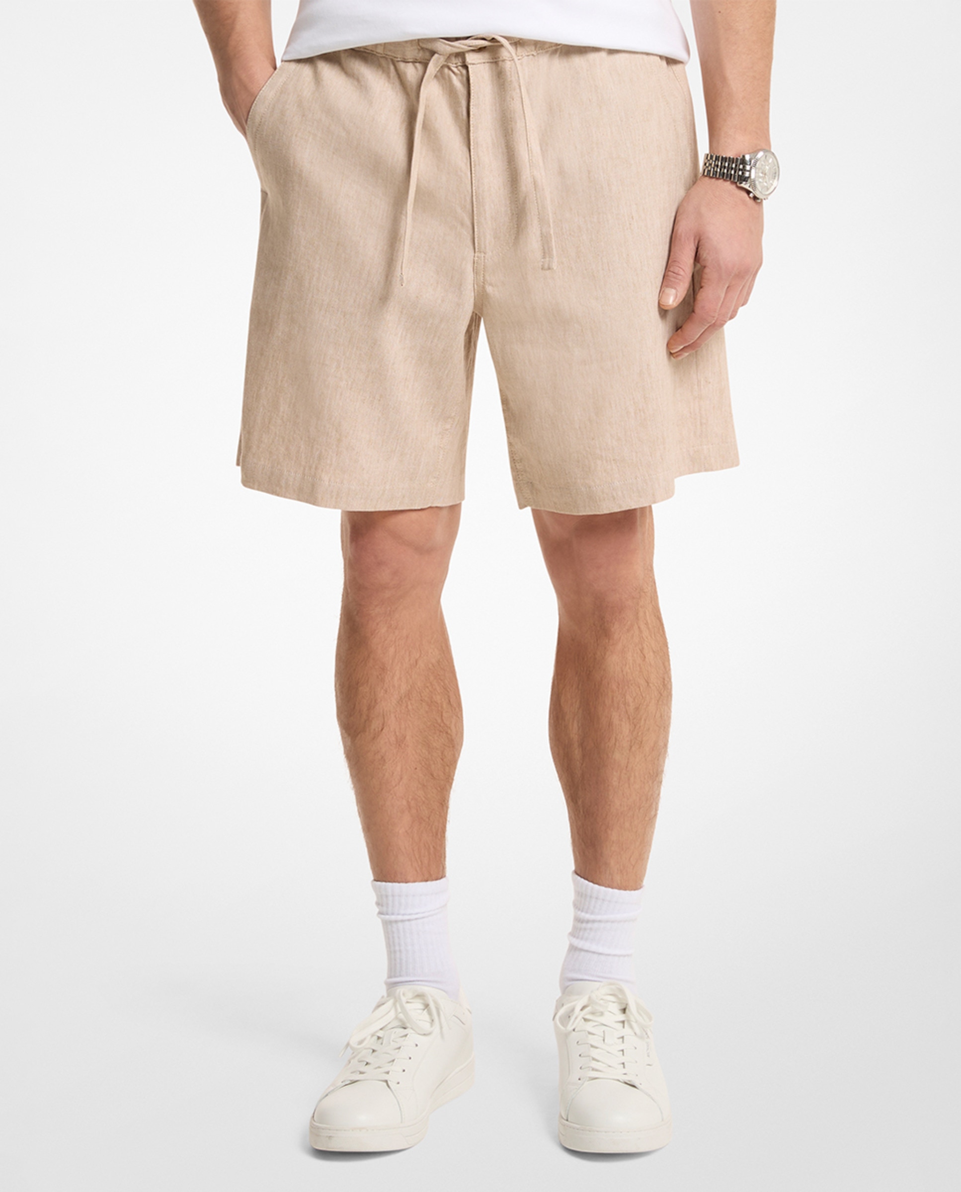 Imagem 0 de Bermudas de Linho com Elástico e Cordão na Cintura