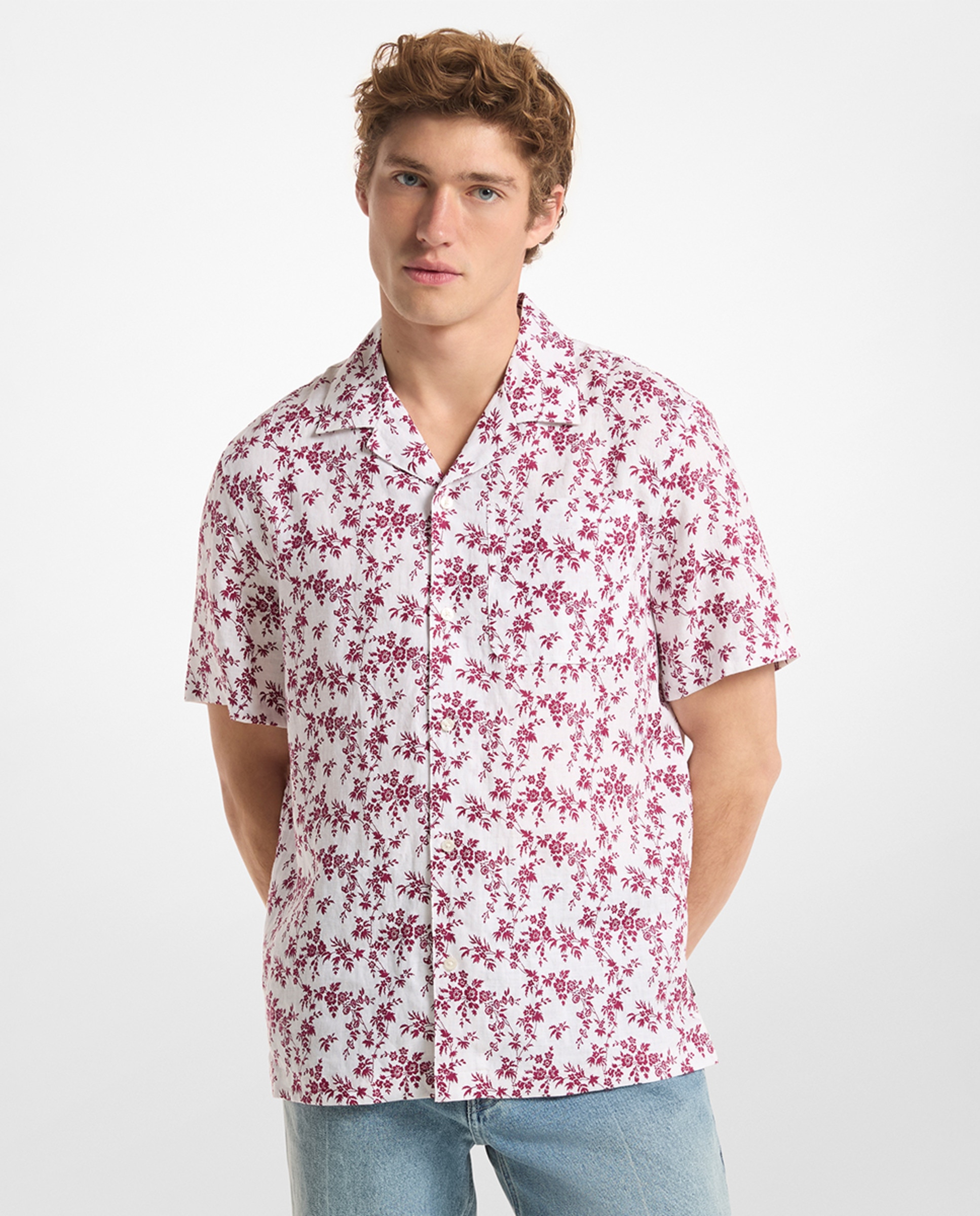 Imagem 0 de Camisa de Linho com Manga Curta e Estampado Floral