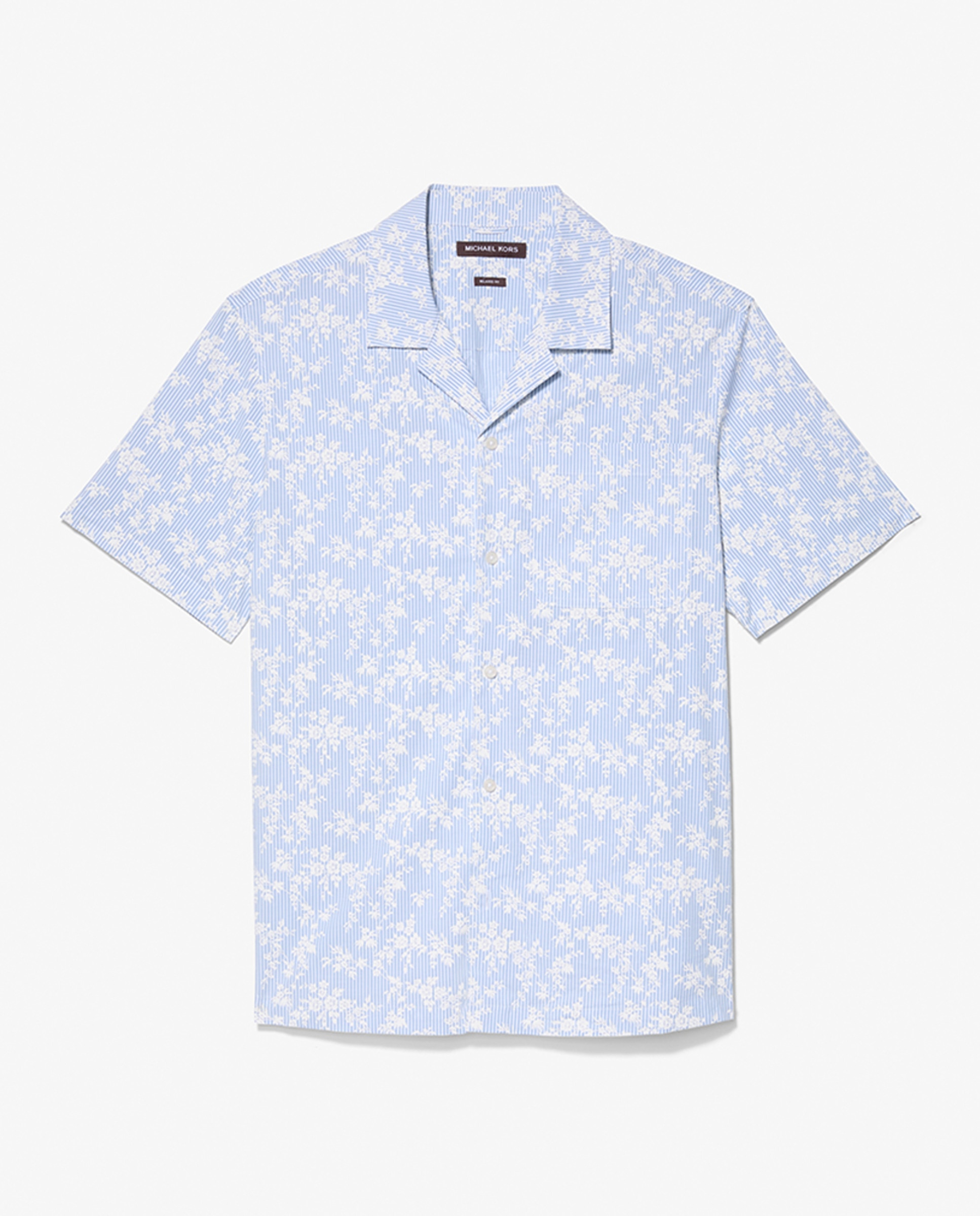 Camisa de Manga Curta com Estampado Floral Azul-claro-3