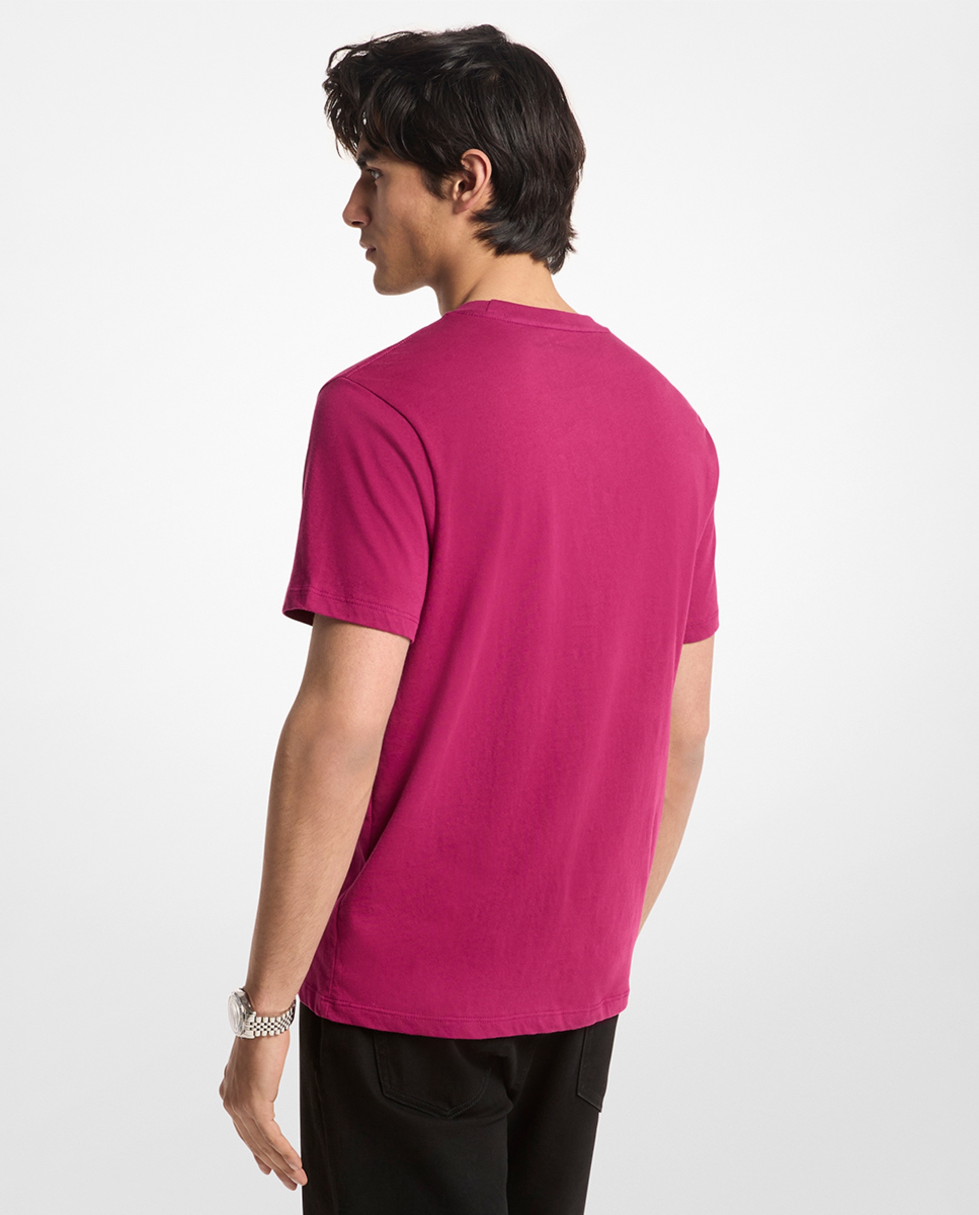 T-shirt de Manga Curta com Estampado à Frente Rosa-2