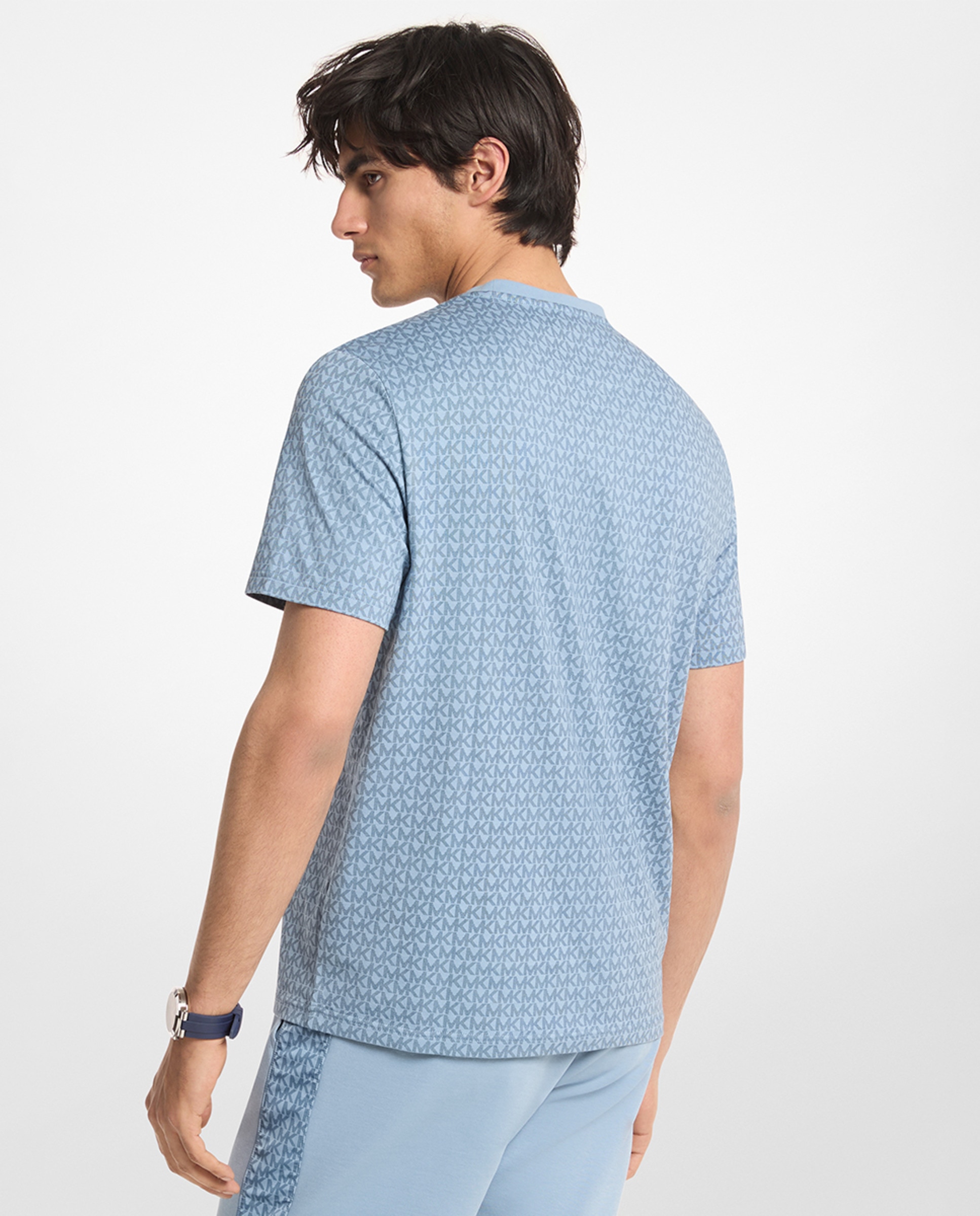 T-shirt de Manga Curta com Logótipos Azul-claro-2