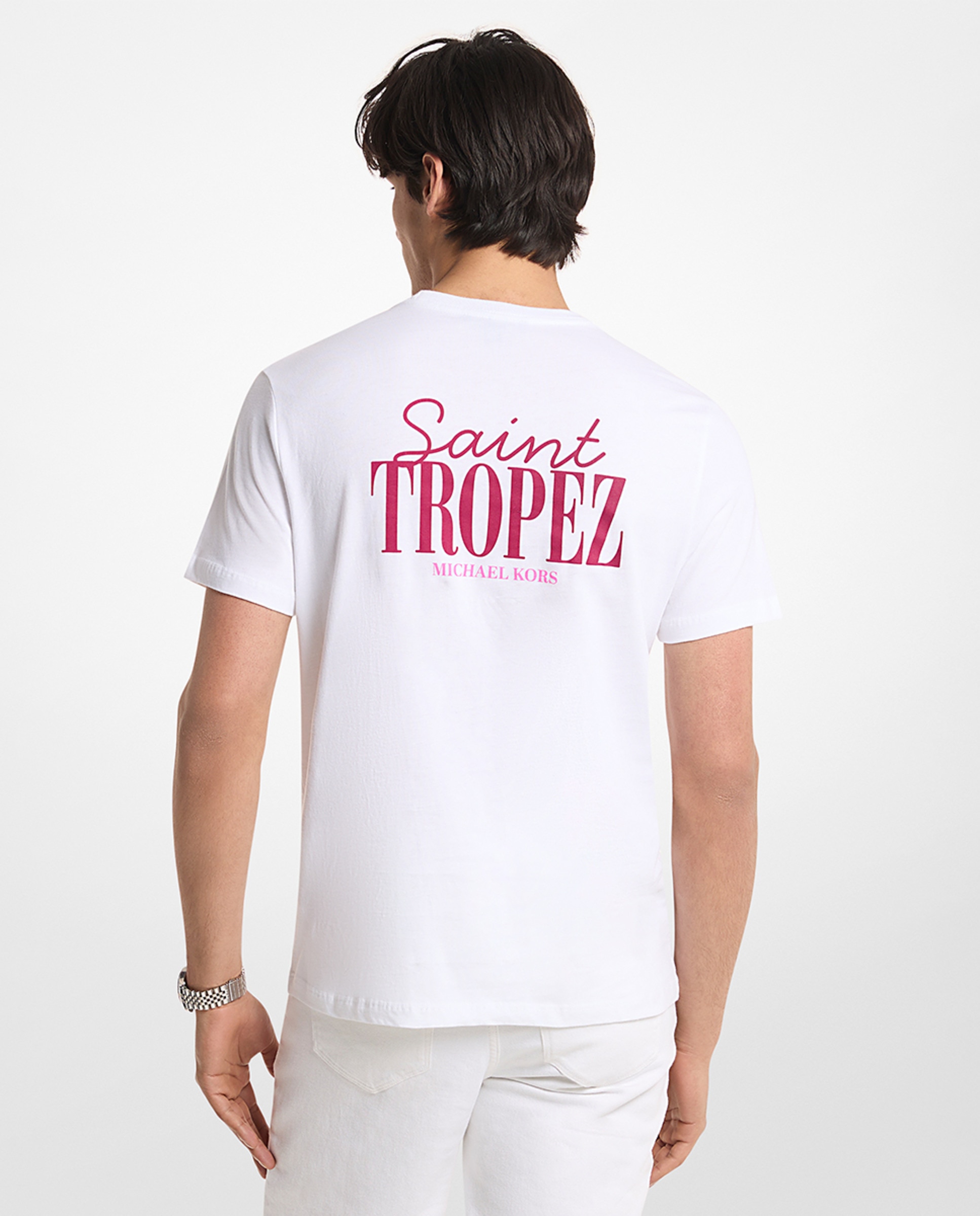 T-shirt de Manga Curta St Tropez com Estampado à Frente e Estampado Grande Atrás Branco-2