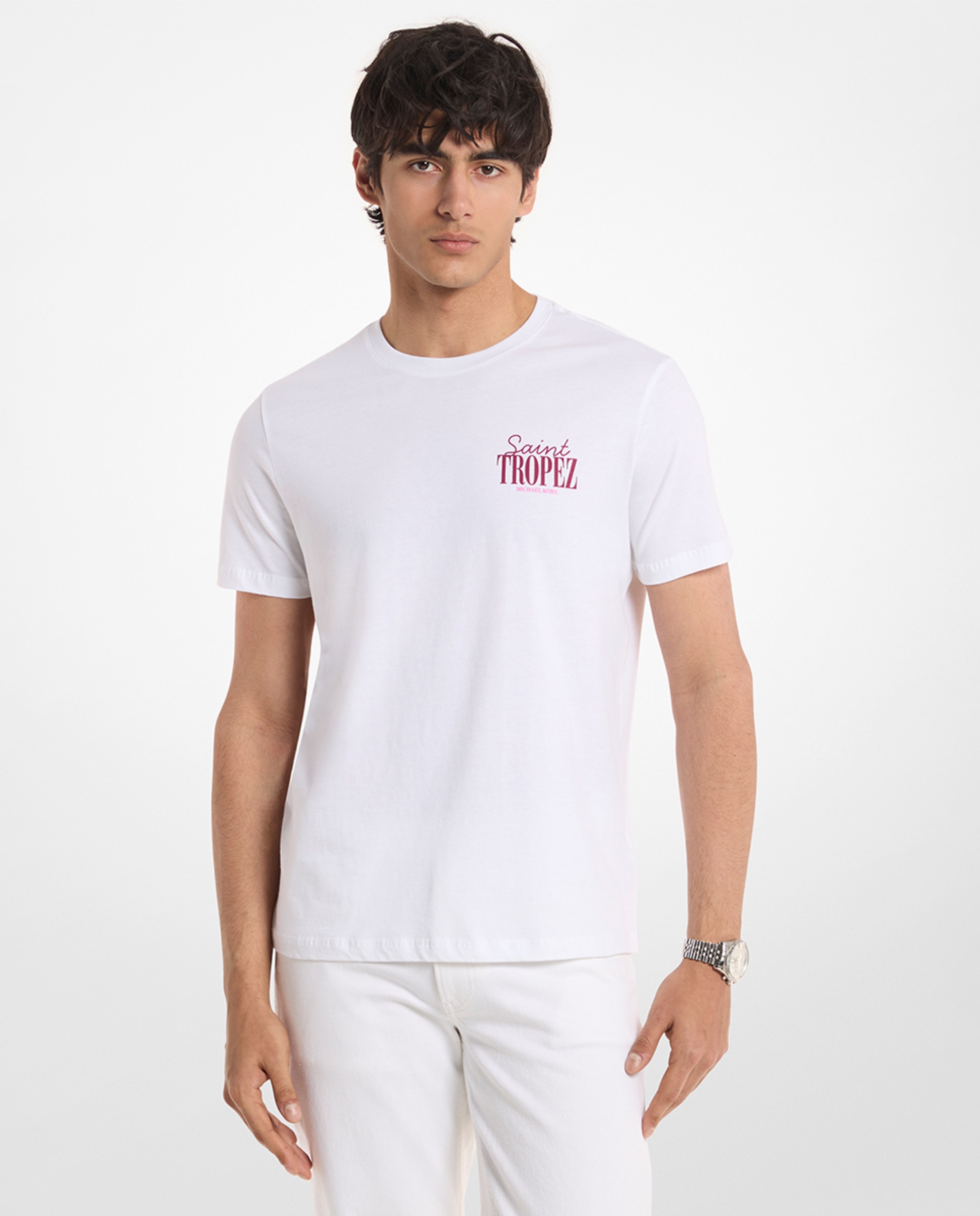 Imagem 0 de T-shirt de Manga Curta St Tropez com Estampado à Frente e Estampado Grande Atrás