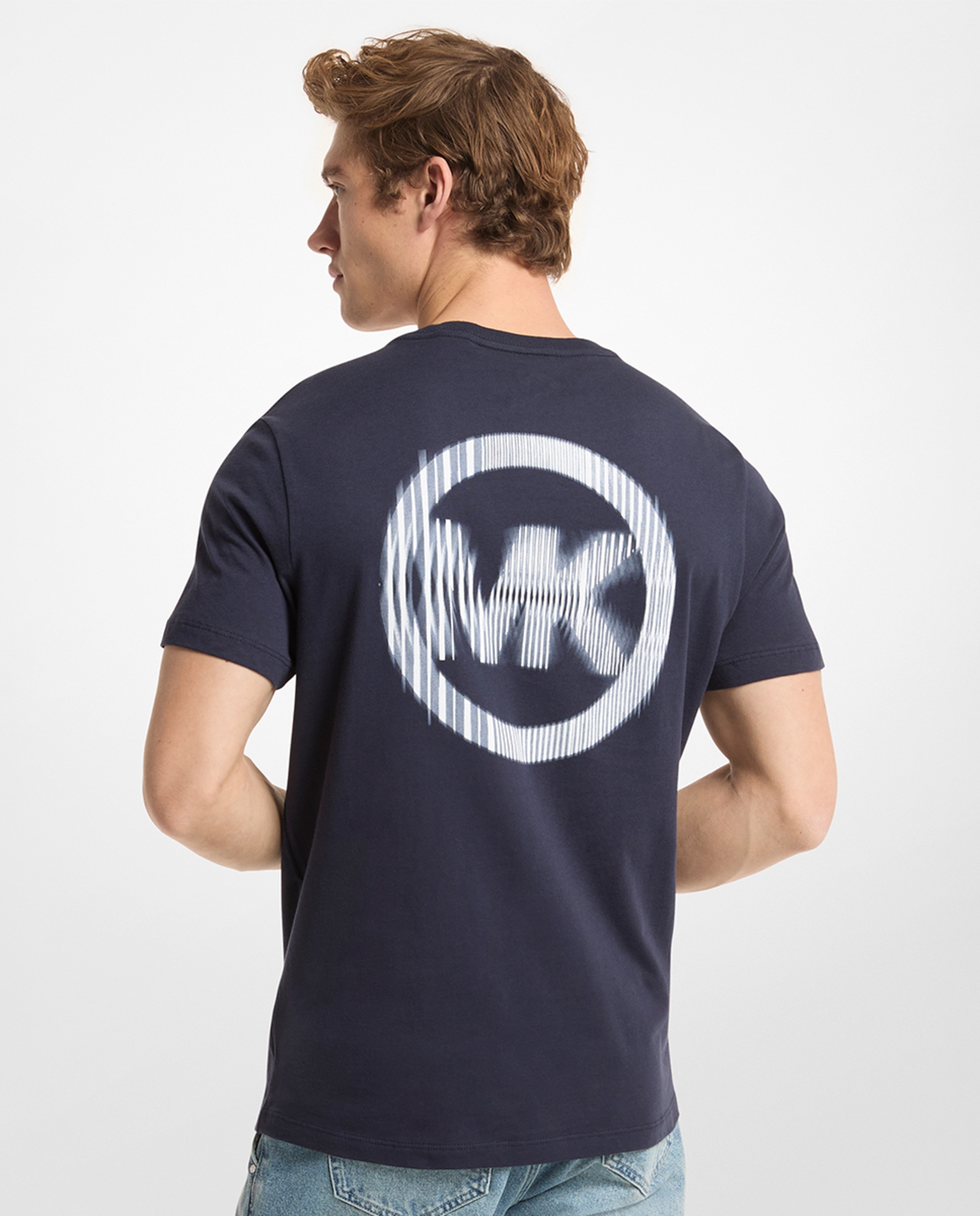 T-shirt com Logótipo à Frente e Estampado Atrás Azul-marinho-2