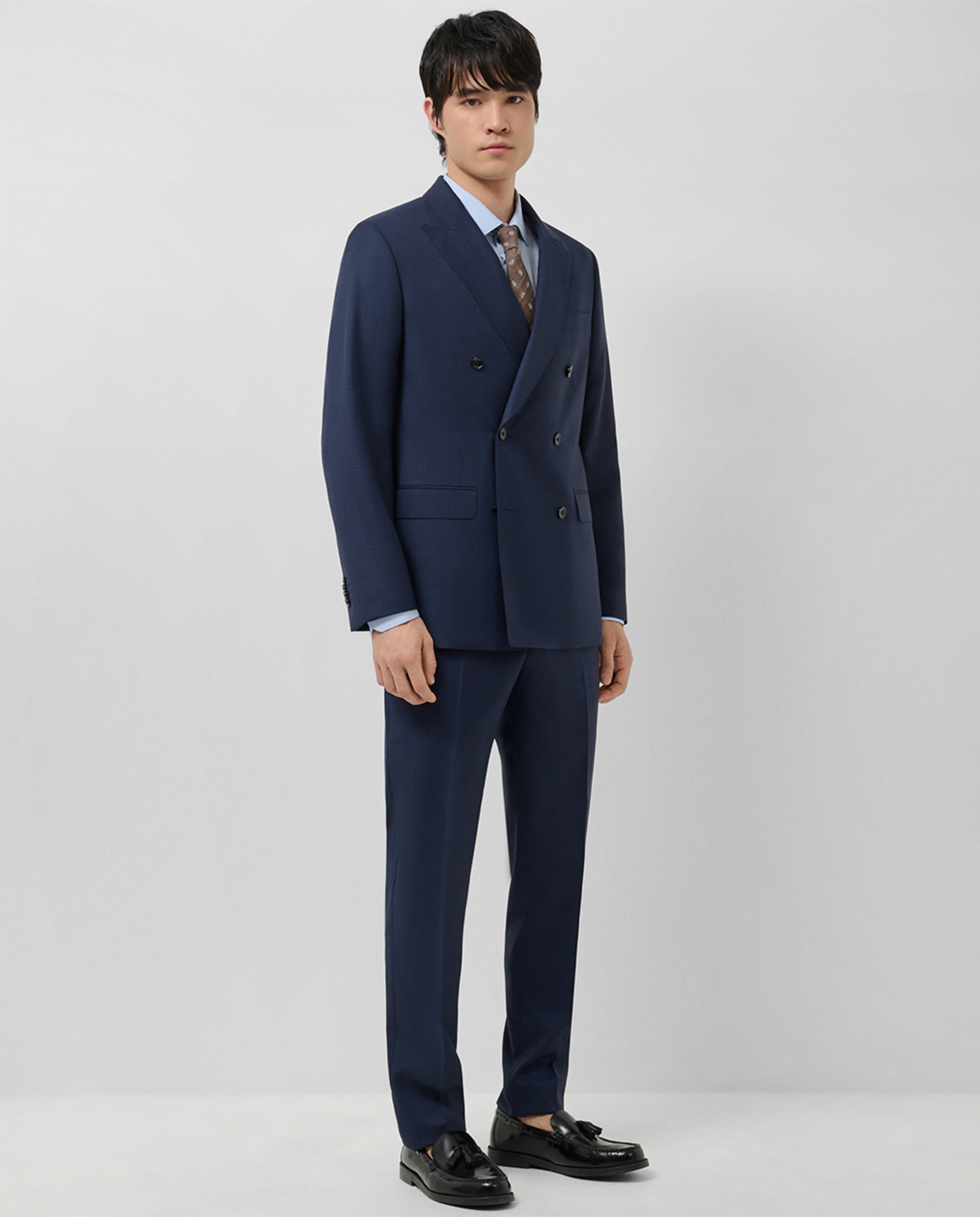 Fato Half Canvas Regular Fit aos Quadrados Azul-marinho-4