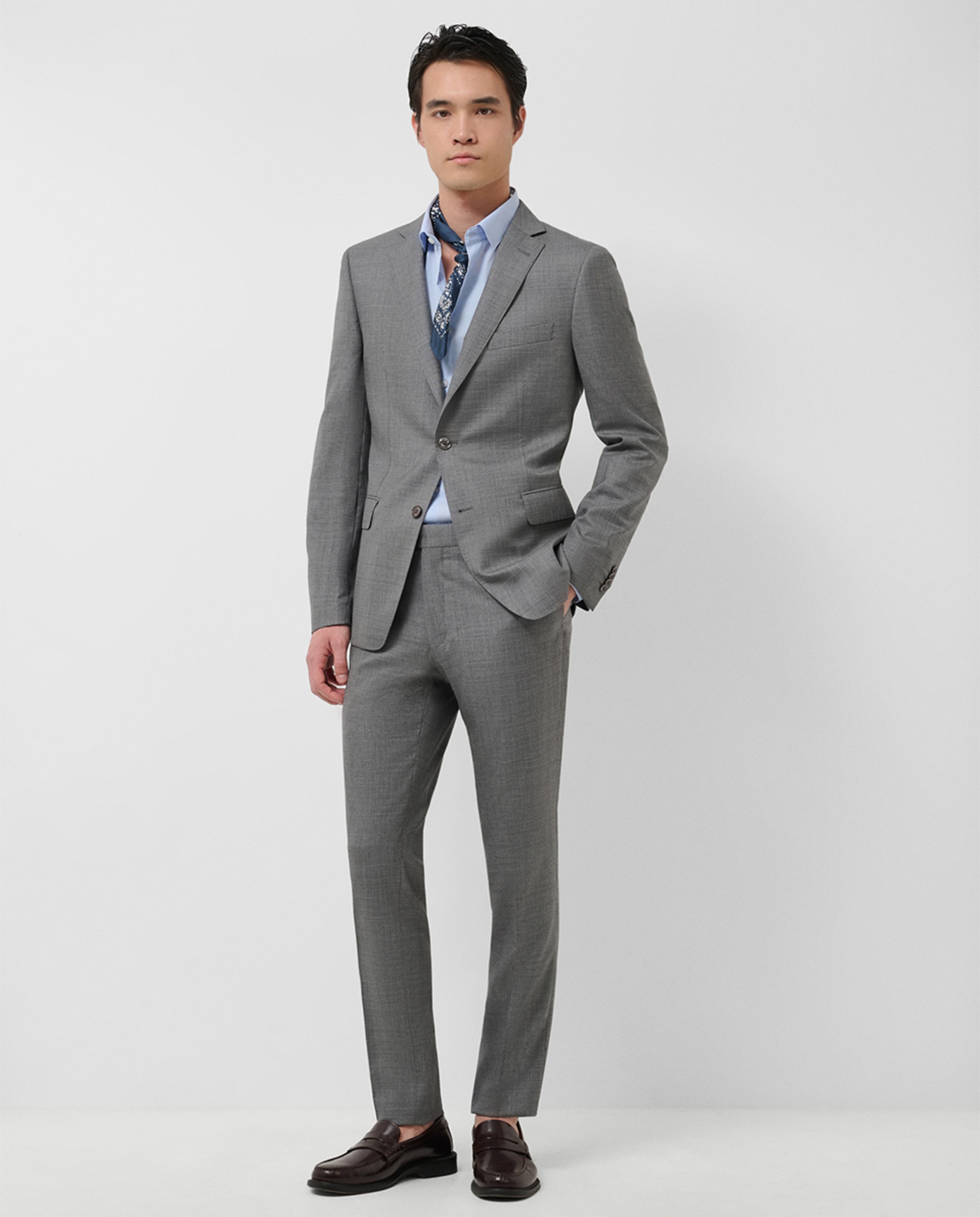 Fato Slim Fit Half Canvas com Falso Liso Cinzento-escuro-4