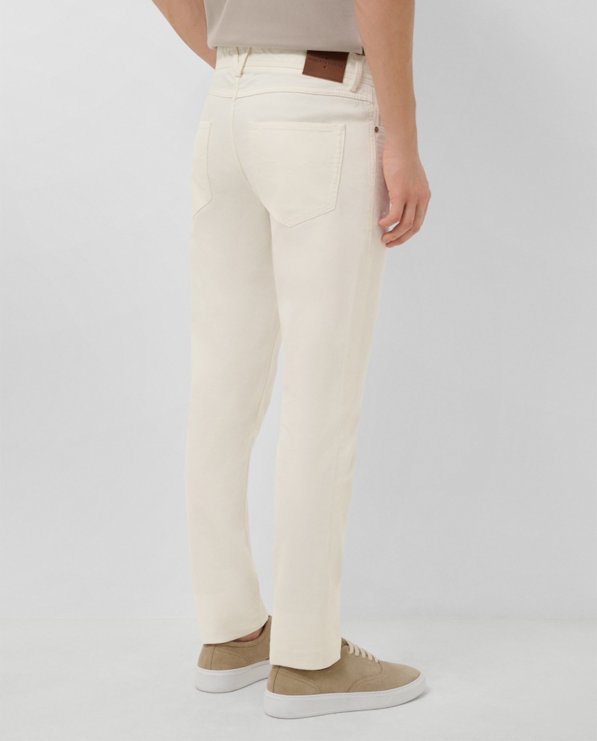 Calças de Cinco Bolsos Slim Fit de Sarja Tingida Cru-3