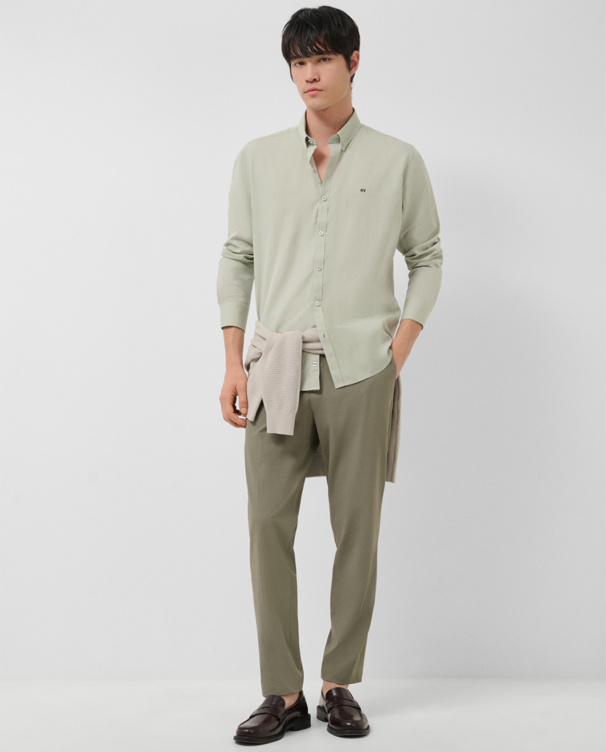 Camisa Casual Regular Fit Oxford Caqui-4