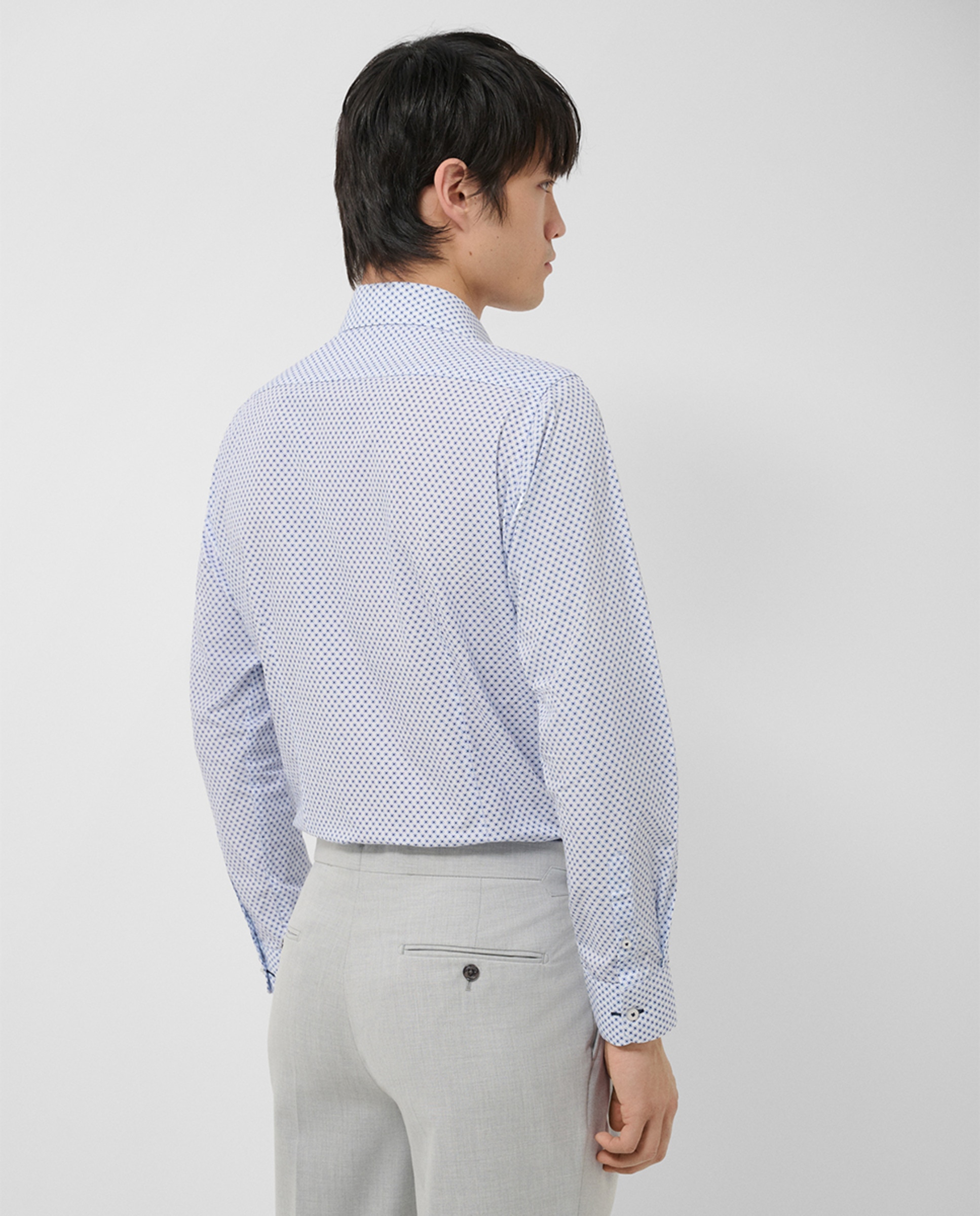 Camisa Casual Regular Fit com Estampado Geométrico Azul-índigo-2