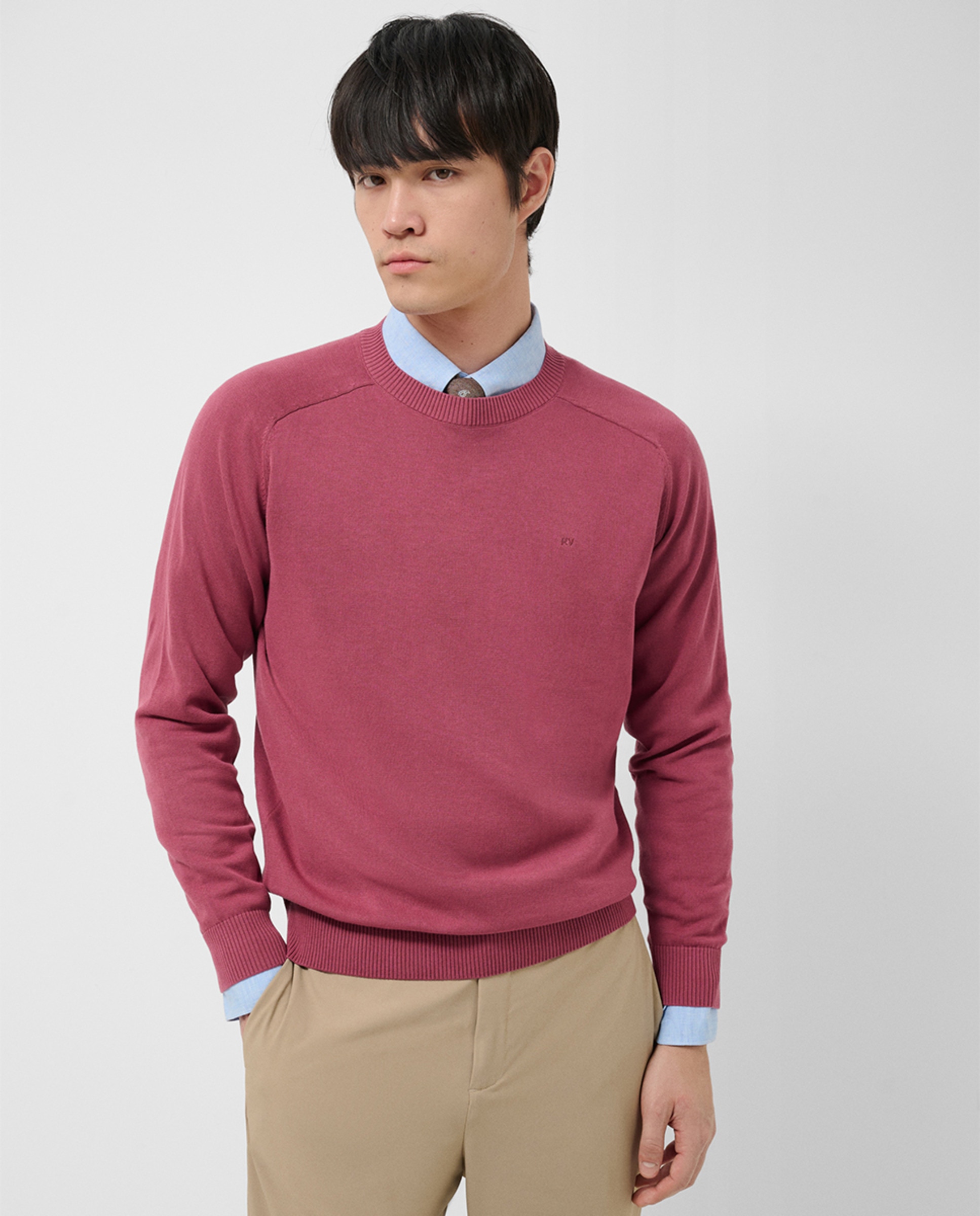 Imagem 0 de Camisola de Malha de Algodão com Gola Redonda e Estrutura High Twist