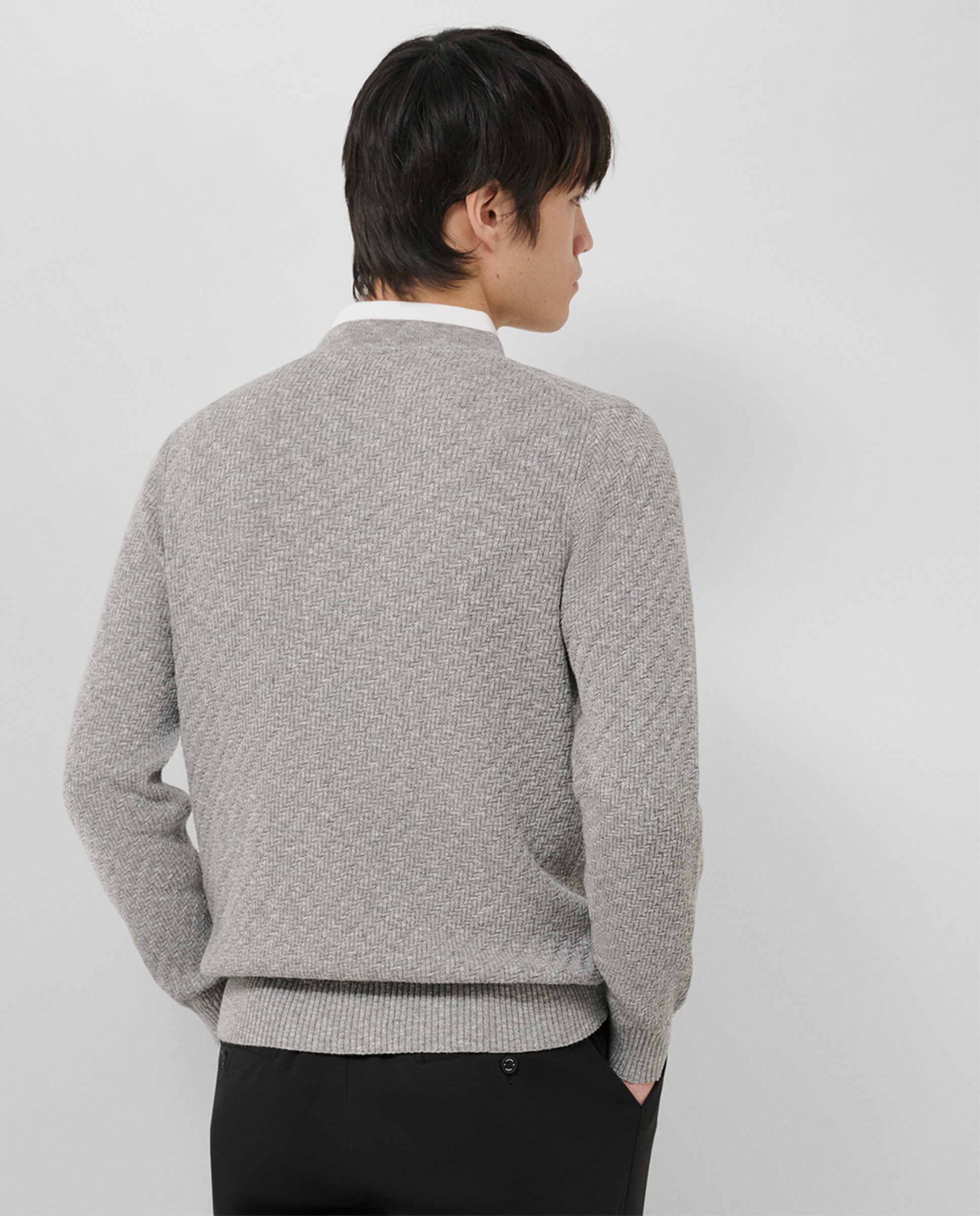 Camisola de Malha com Decote Redondo e Estrutura Prata-2