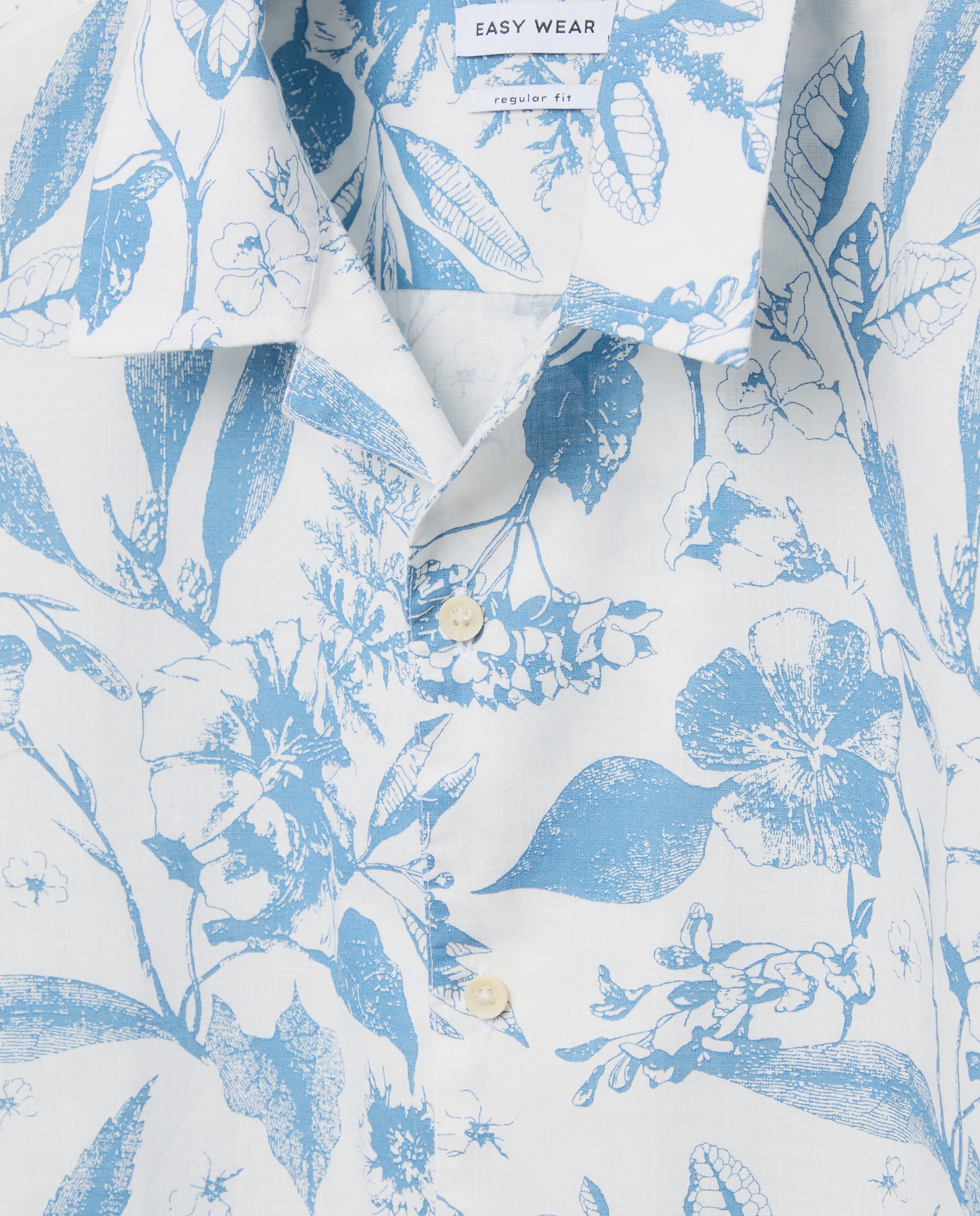 Camisa Bowling com Manga Curta e Estampado Floral 400 Azul-5