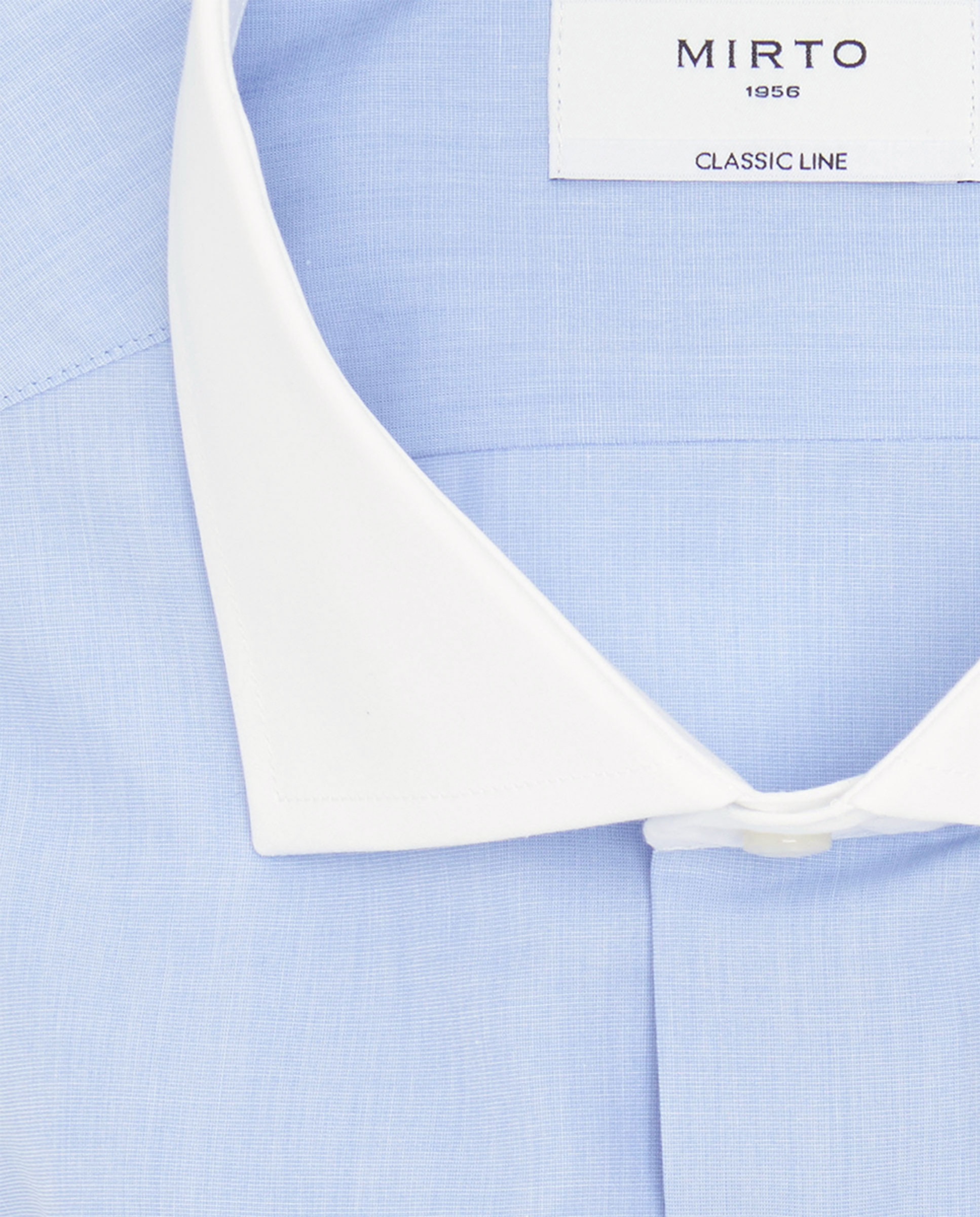 Camisa Clássica com Gola e Punho Duplo - Branco Azul-4