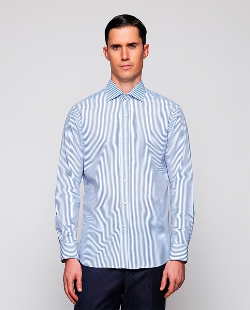 Imagem 0 de Camisa Clássica às Riscas com Manga Comprida