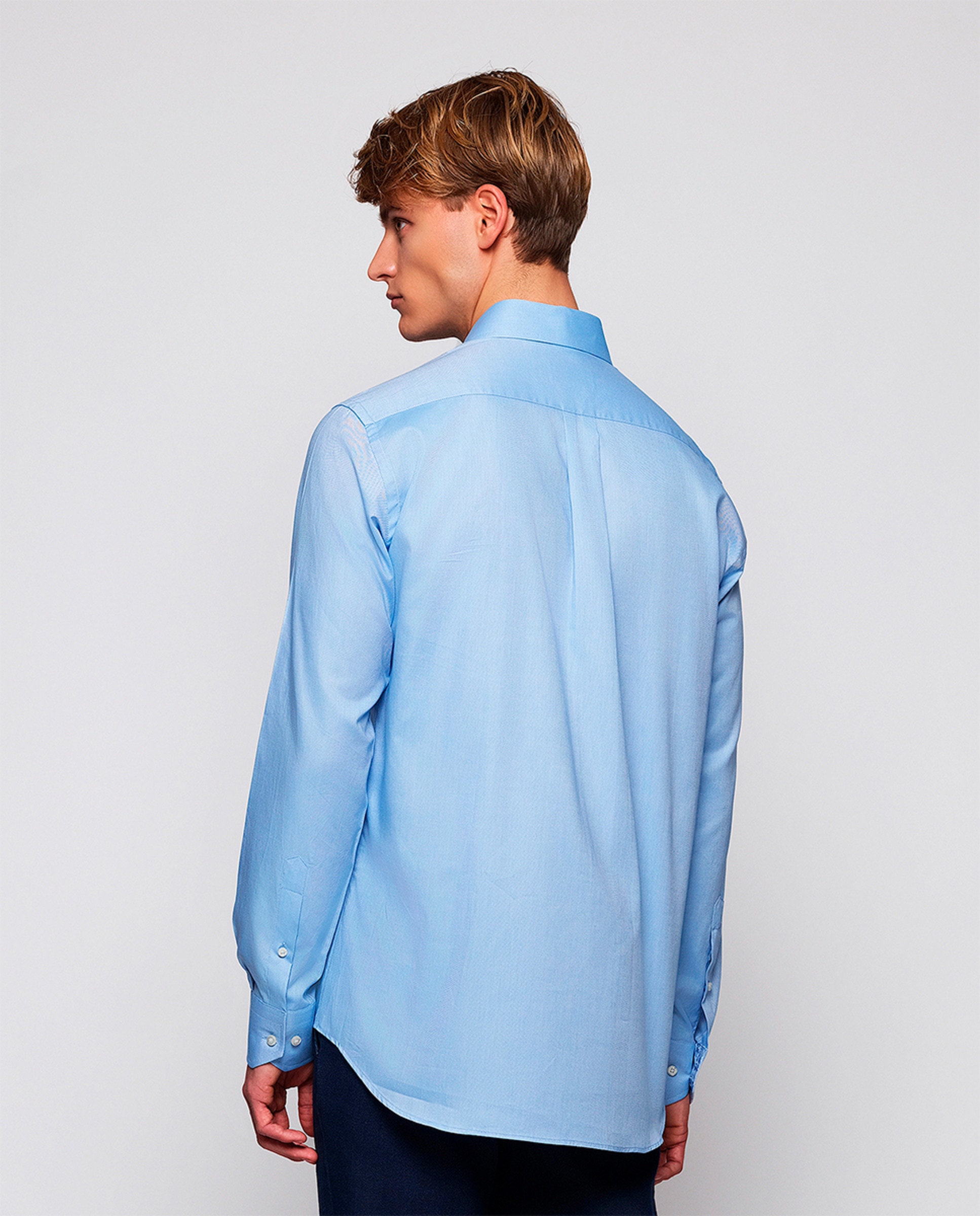 Camisa Casual de Manga Comprida Pinpoint Azul-2
