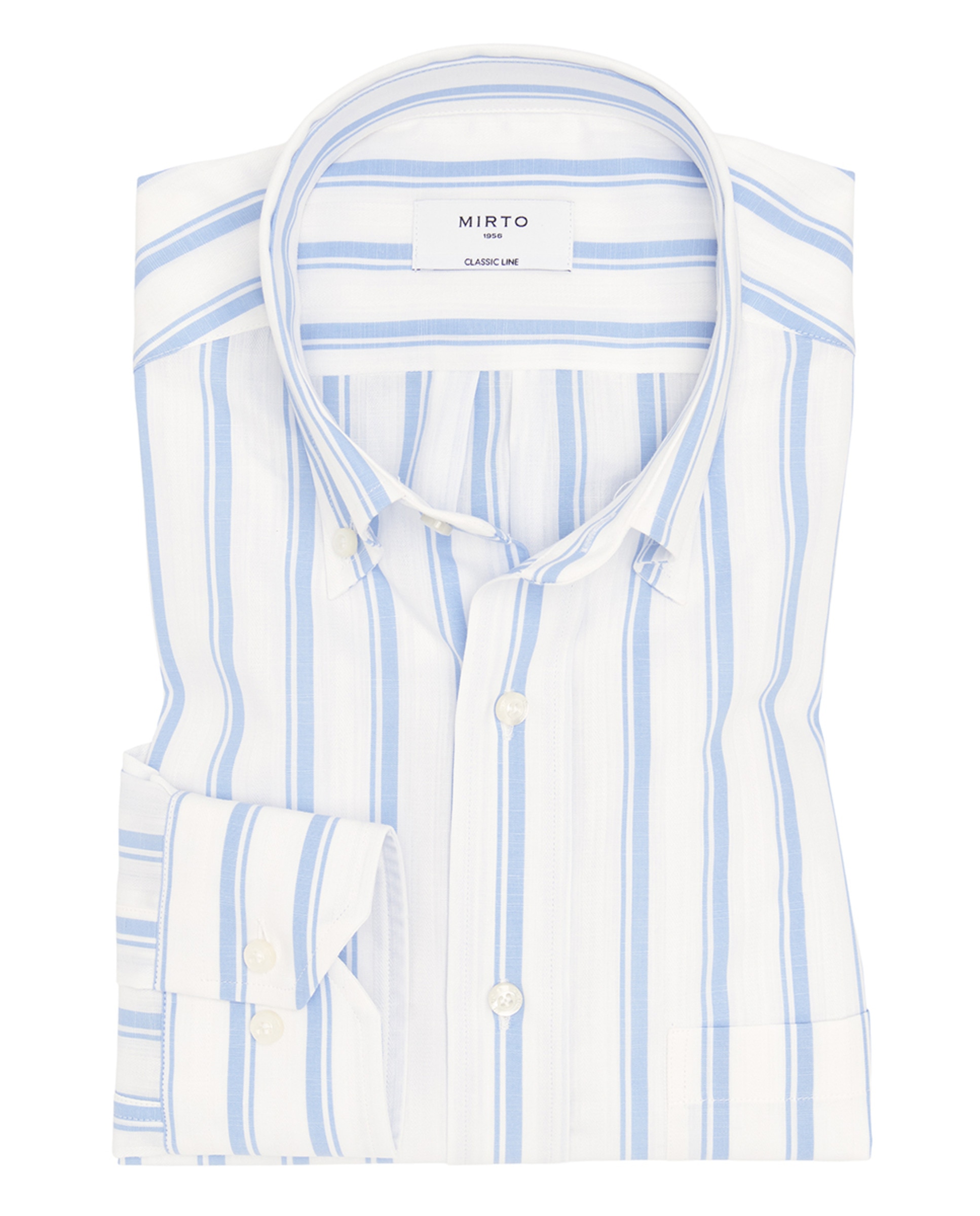 Camisa Casual às Riscas com Manga Comprida Azul-claro-3