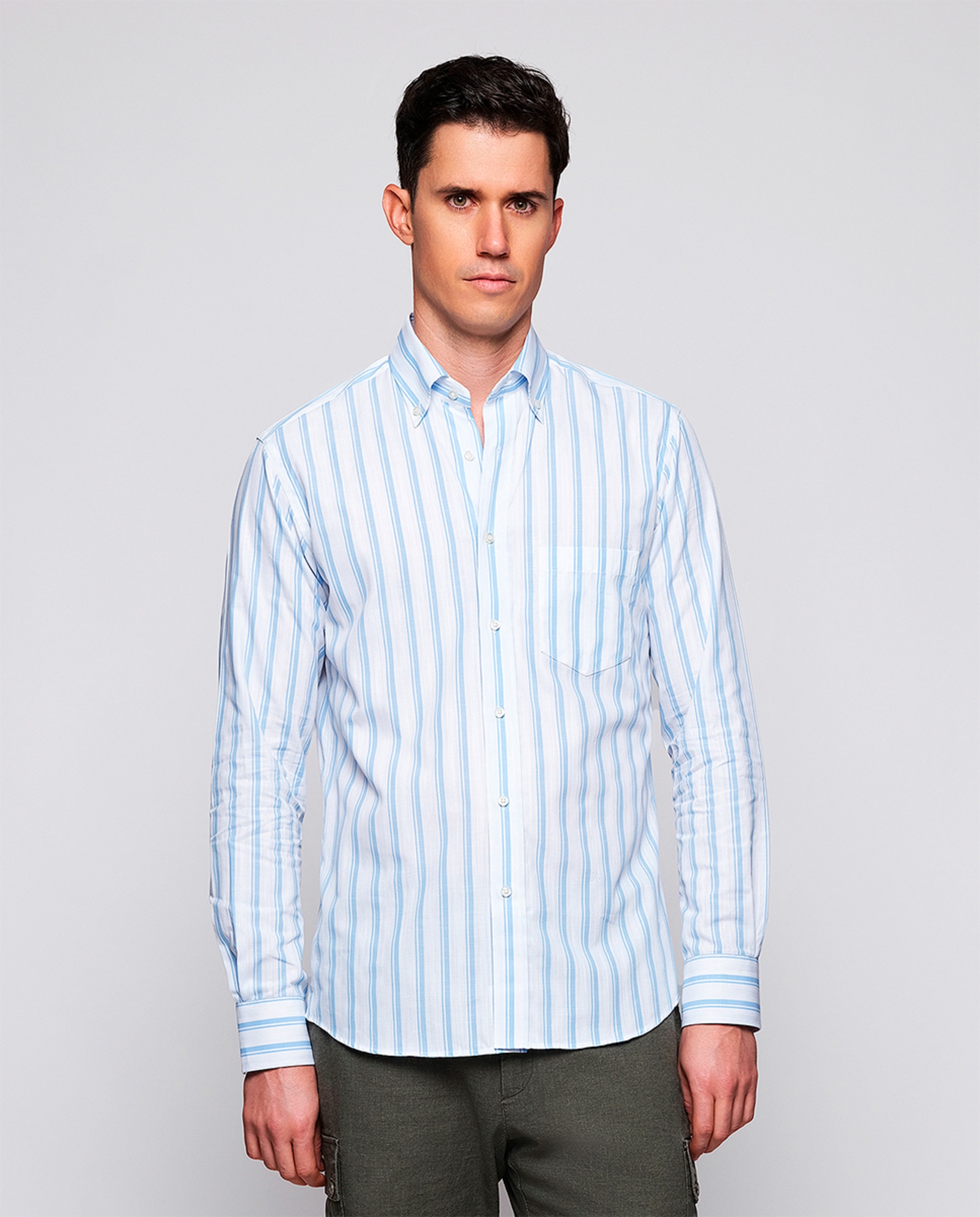 Imagem 0 de Camisa Casual às Riscas com Manga Comprida