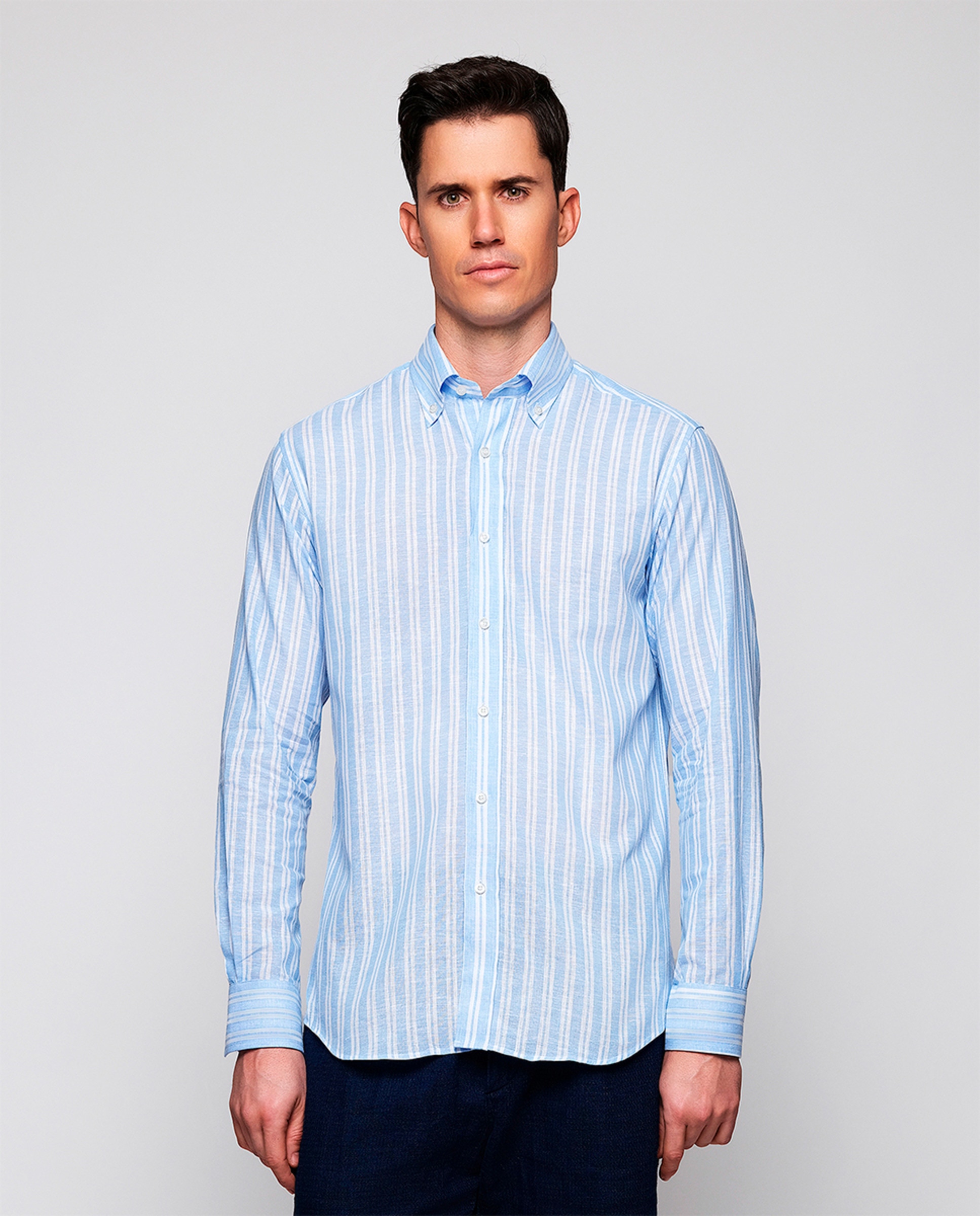 Imagem 0 de Camisa Casual às Riscas com Manga Comprida