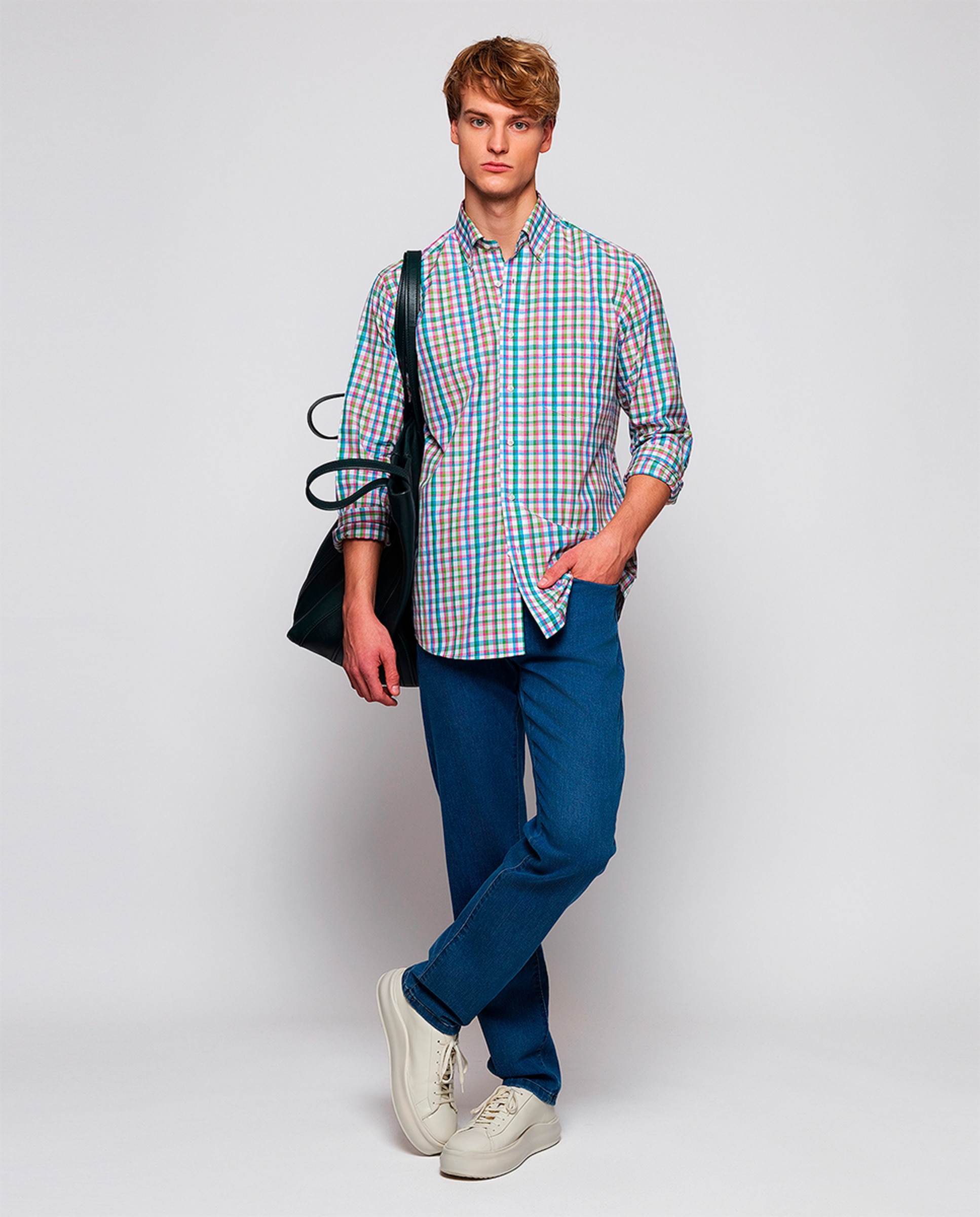Camisa Casual de Manga Comprida Fúcsia-5