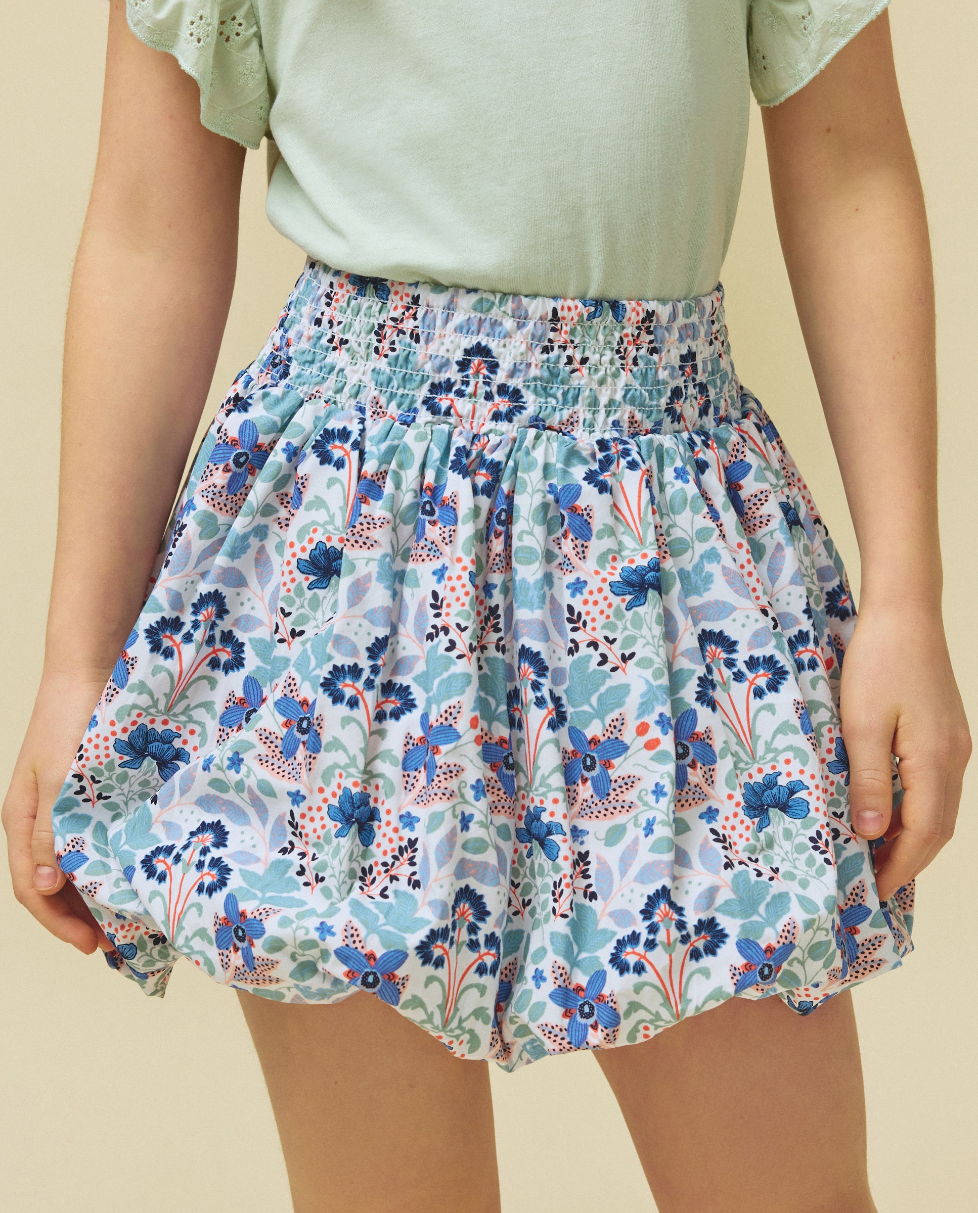 Saia de Popelina Rodada Verde-4