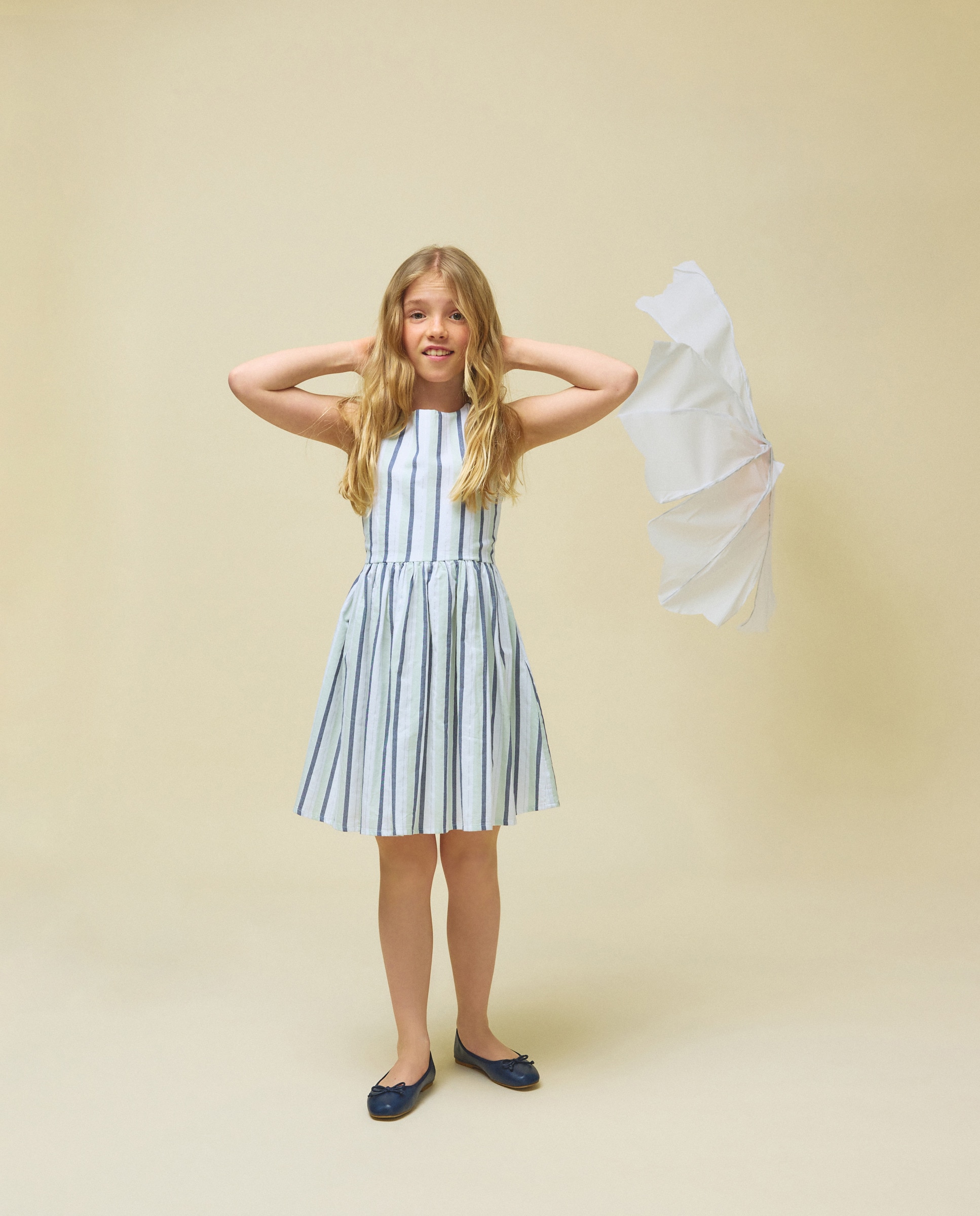 Vestido de Popelina com Costas em V Azul-4