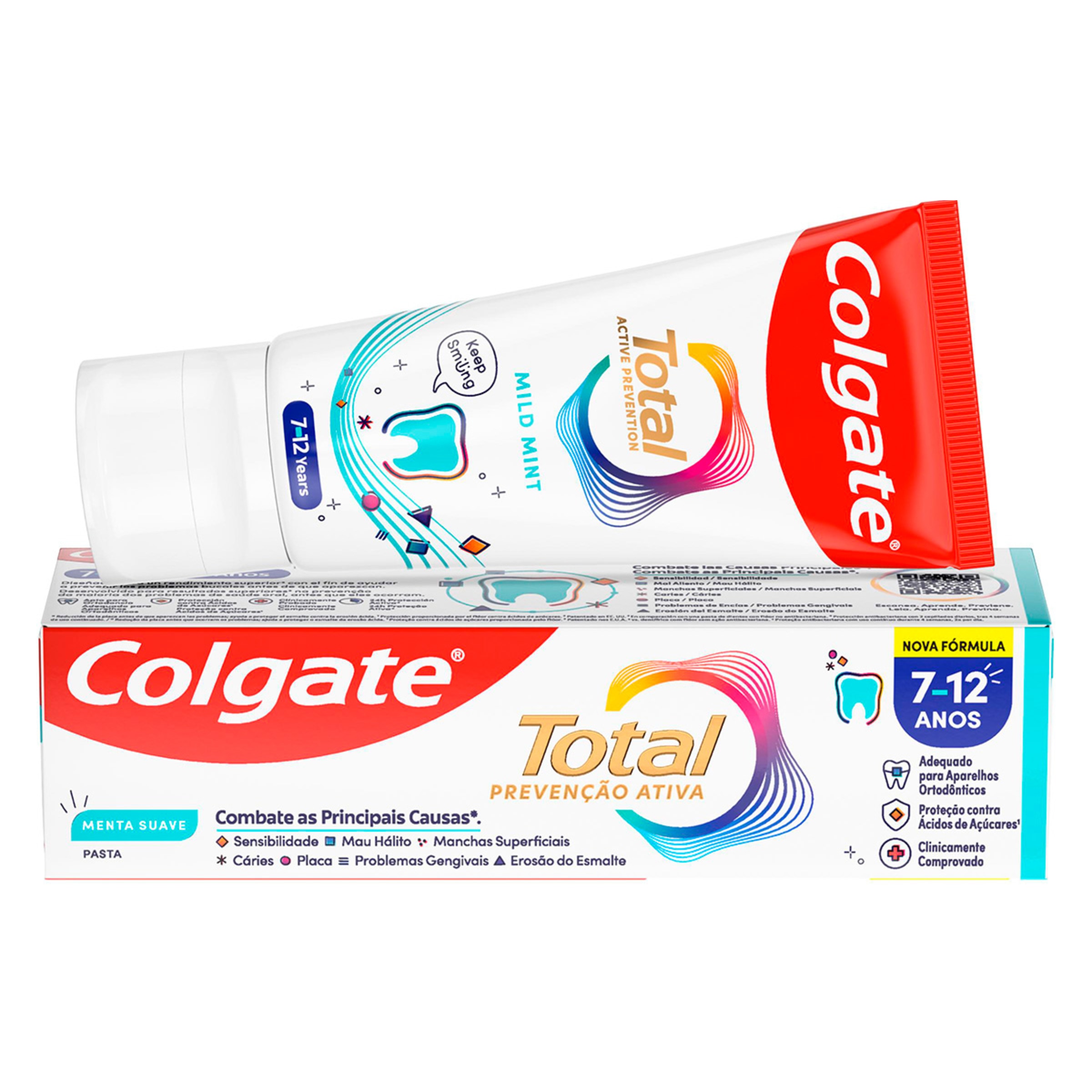Pasta de Dentes Total 7-12 Anos Menta Suave embalagem 50 ml