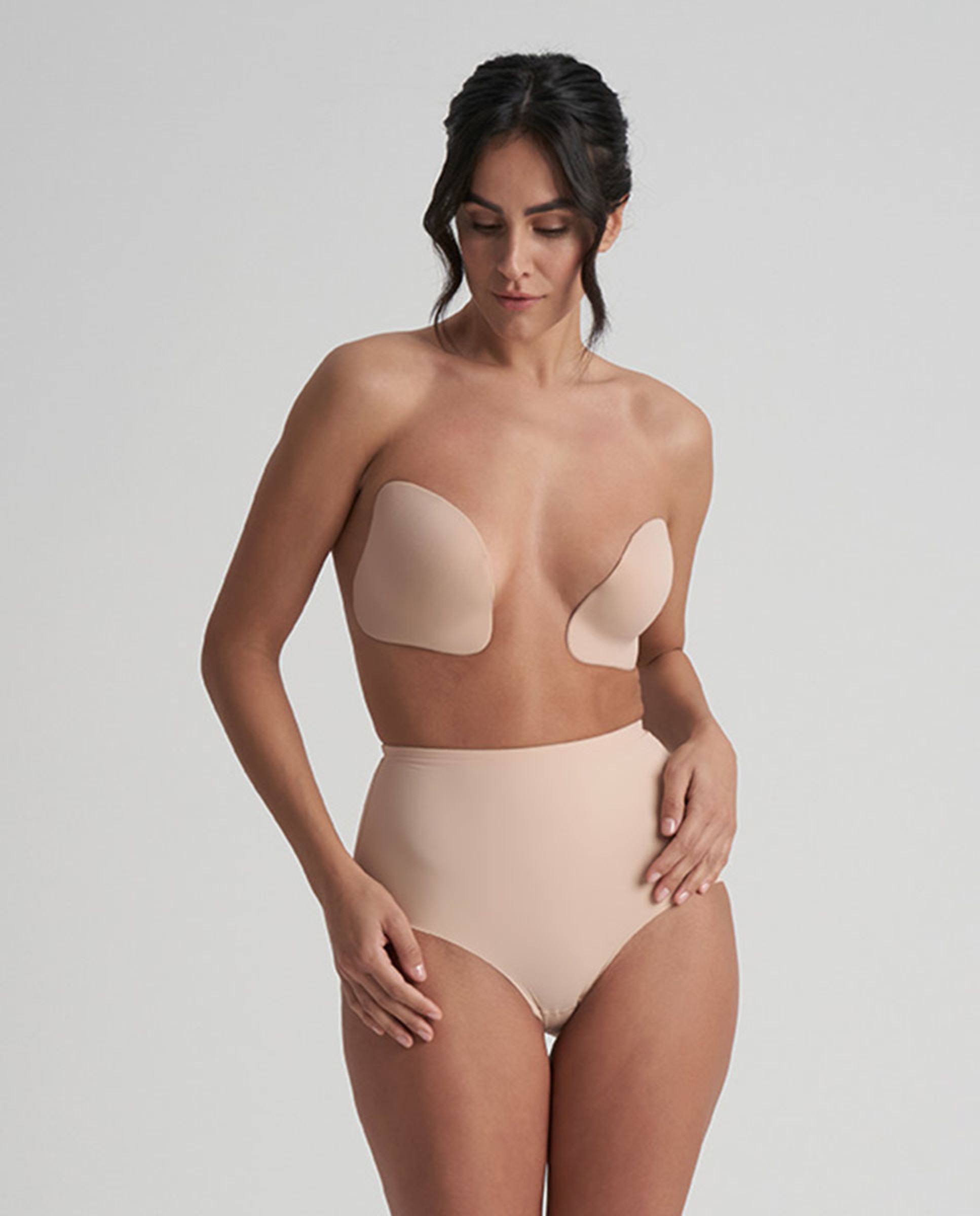 Copas Push-Up Pré-Formadas Adesivas sem Costas e sem Alças, Leves e Suaves Bege-2