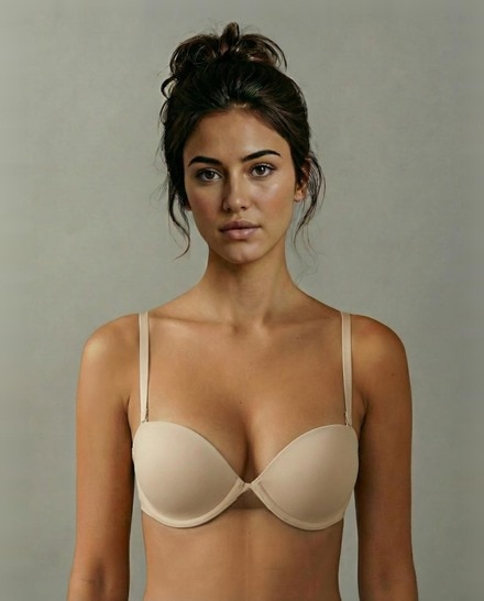 Sujetador con aros multiposición y multiusos efecto push-up de mujer de tejido suave e invisible - Bye Bra - Beige