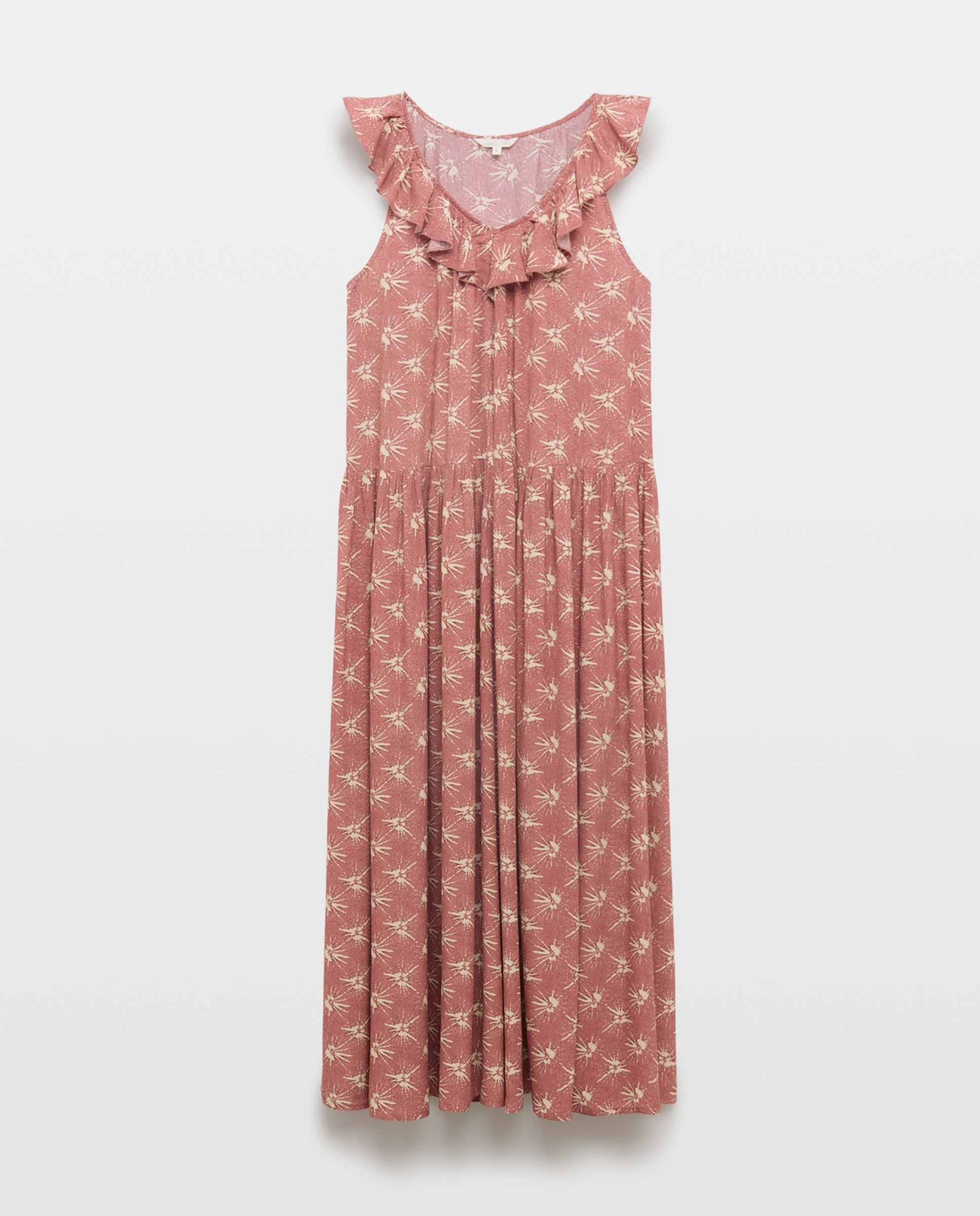 Vestido Midi com Folho Rosa-4
