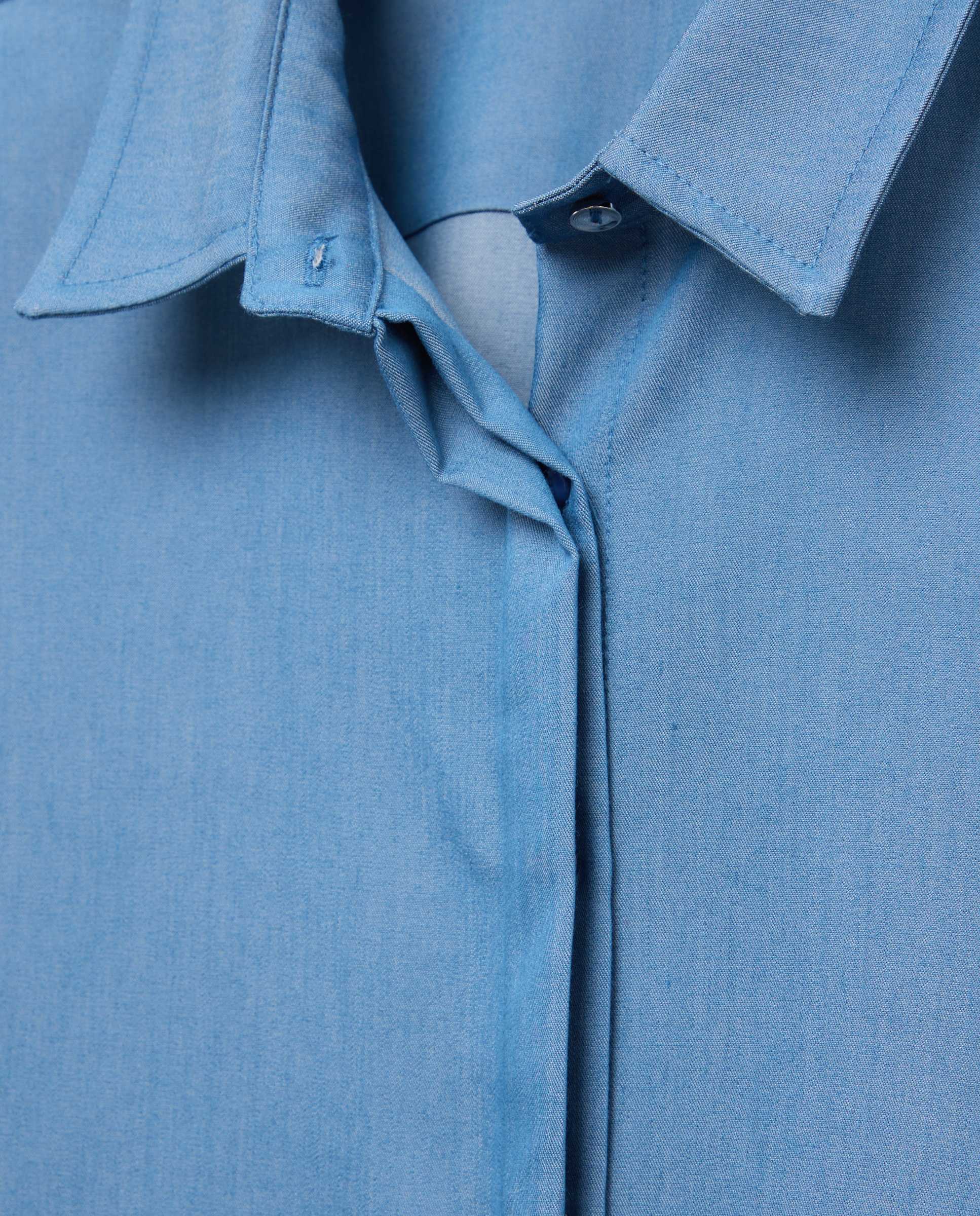 Camisa lisa de mulher com manga curta Azul-5
