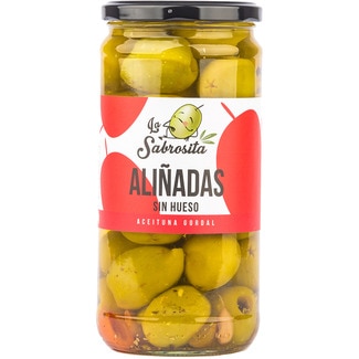aceitunas gordal aliñadas sin hueso frasco 350 g neto escurrido - La Sabrosita