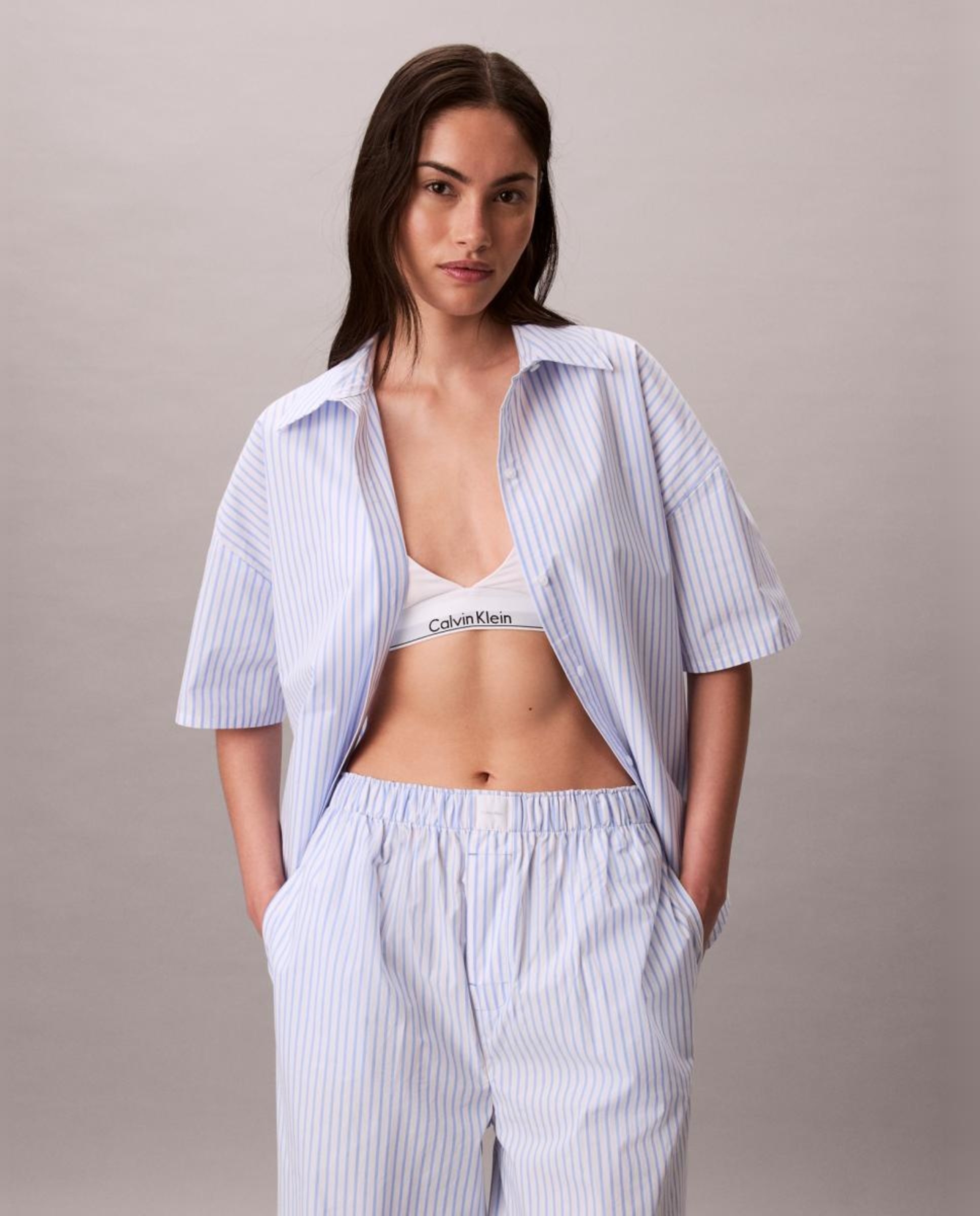 Camisa de Pijama Cotton Poplin Azul-4