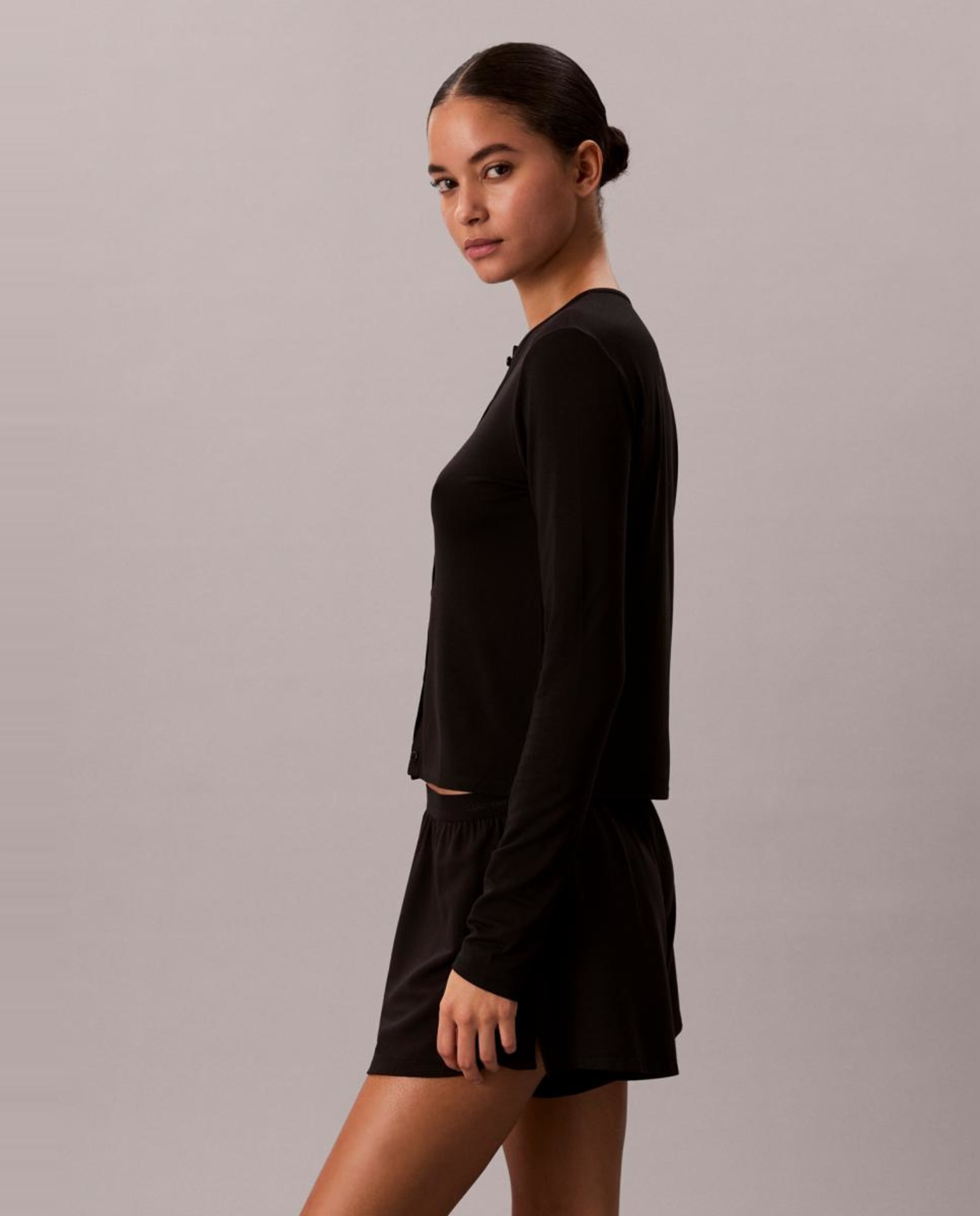 Cardigan de Manga Comprida Ultra Soft Modal Preto-3