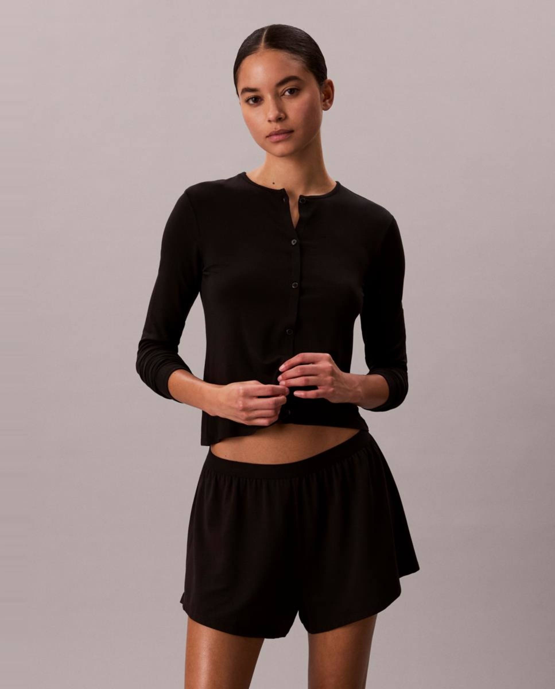 Cardigan de Manga Comprida Ultra Soft Modal Preto-1