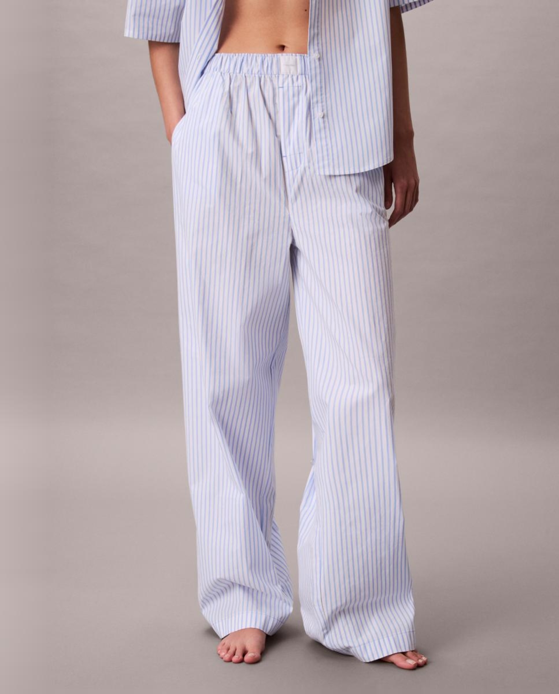 Calças de Pijama Cotton Poplin Azul-2