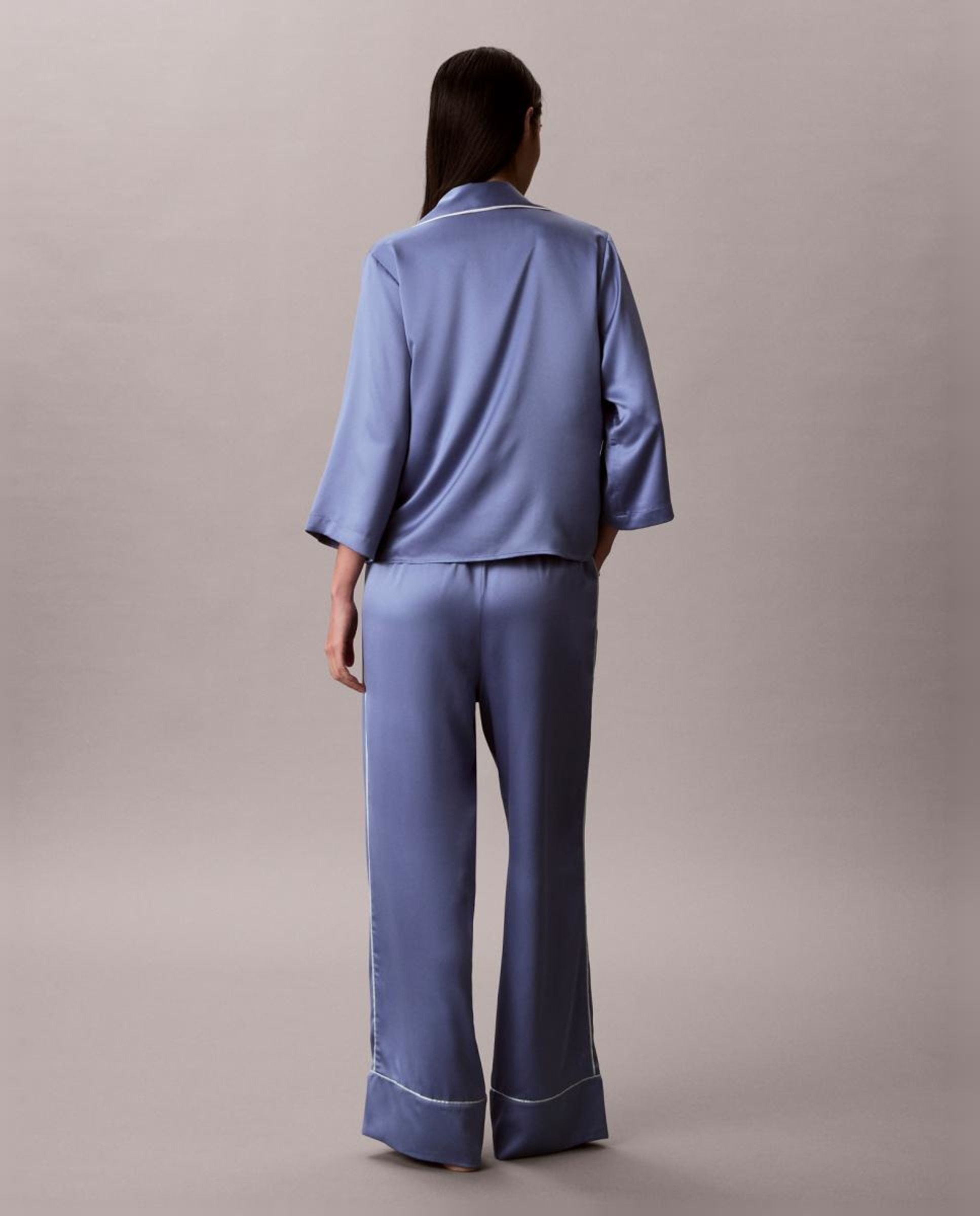 Calças de Pijama Satin Sheen Azul-6