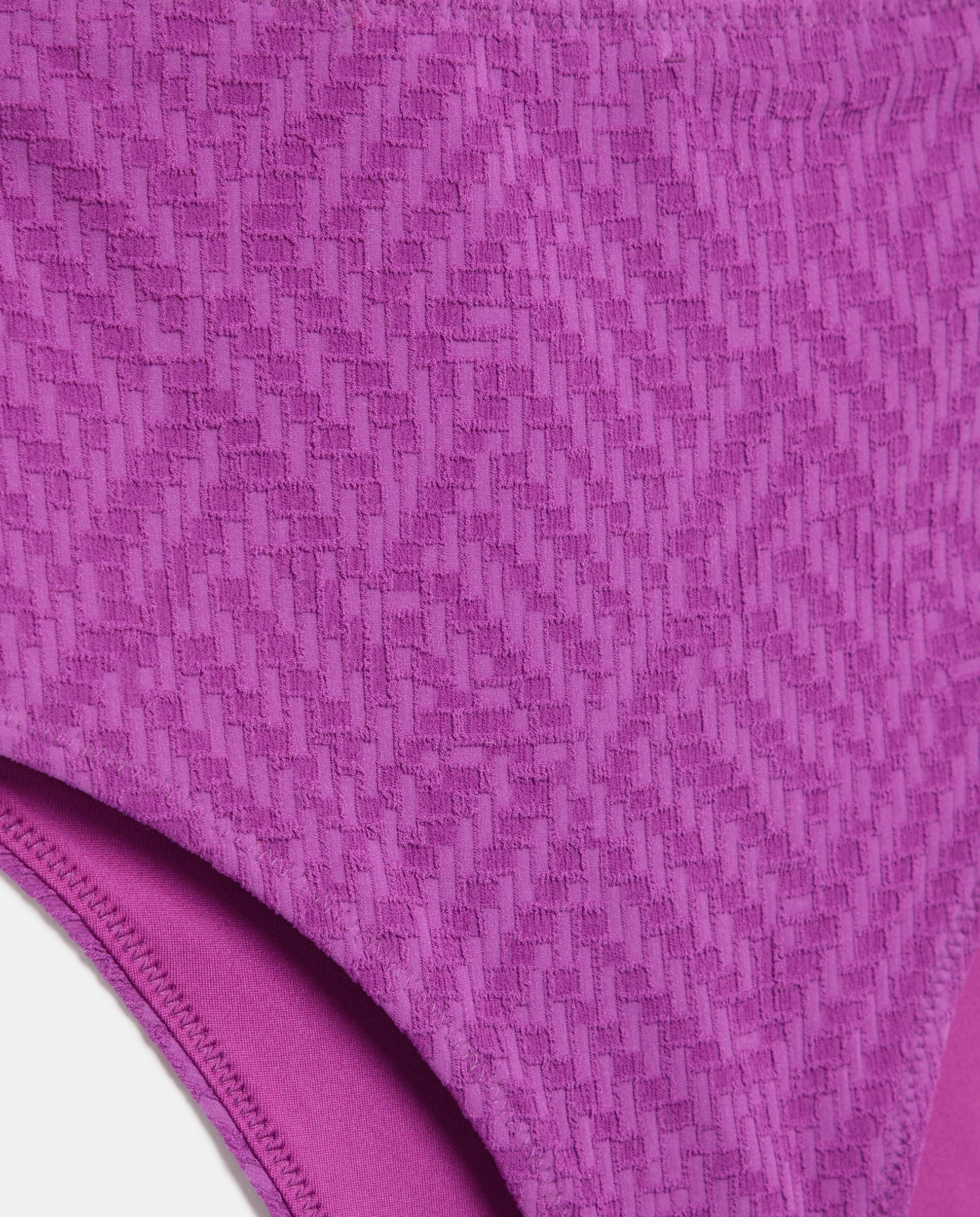 Cueca de Biquíni de Cintura Subida com Textura Roxo-5