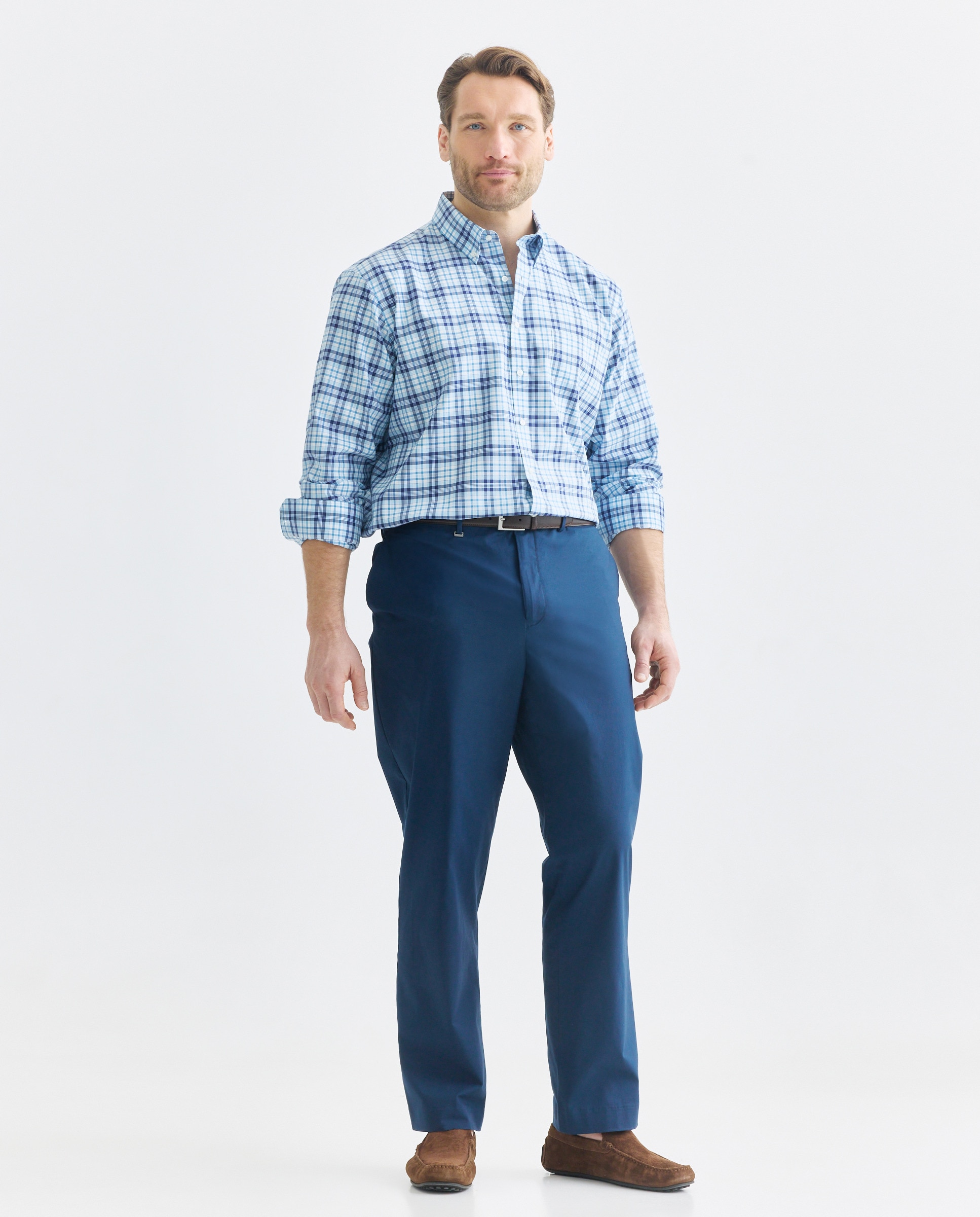 Camisa Non Iron Tamanhos Grandes Azul-2