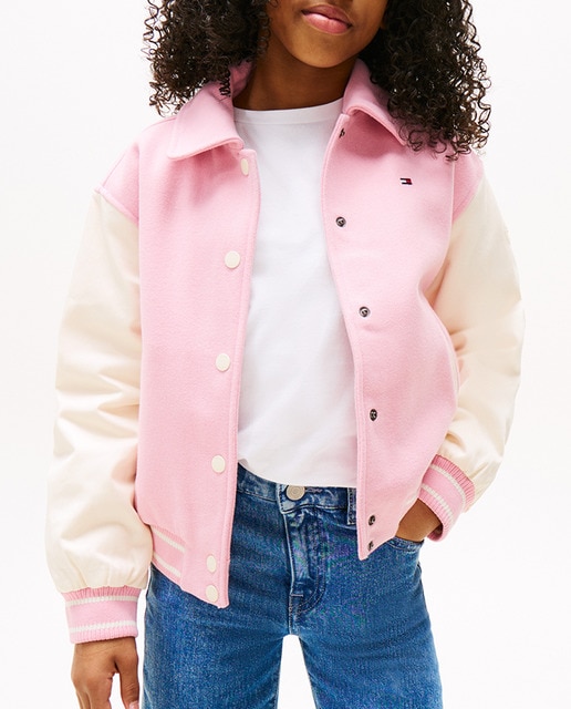 Imagen 0 de Cazadora de niña estilo bomber con cuello camisero