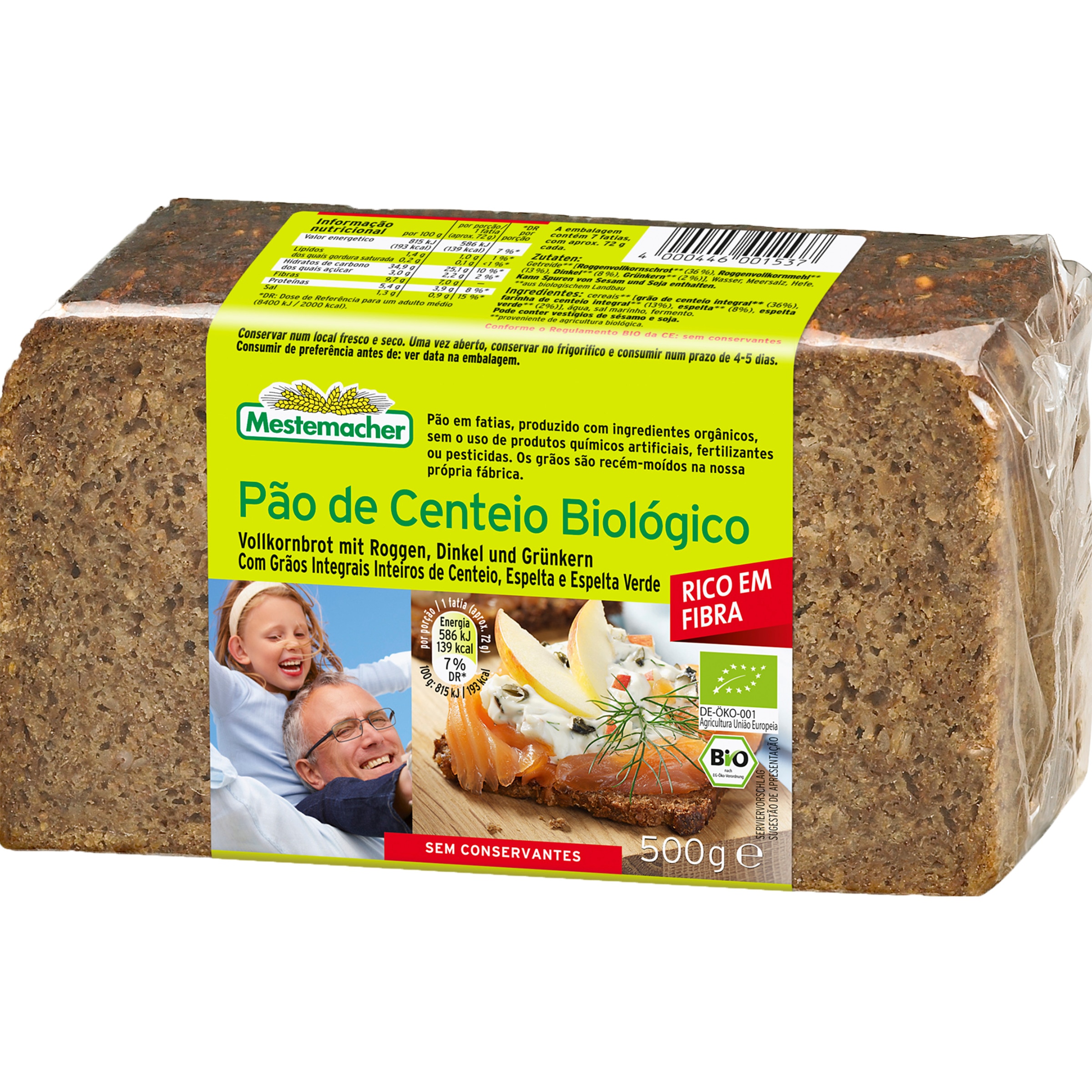 Pão de Centeio Biológico embalagem 500 g