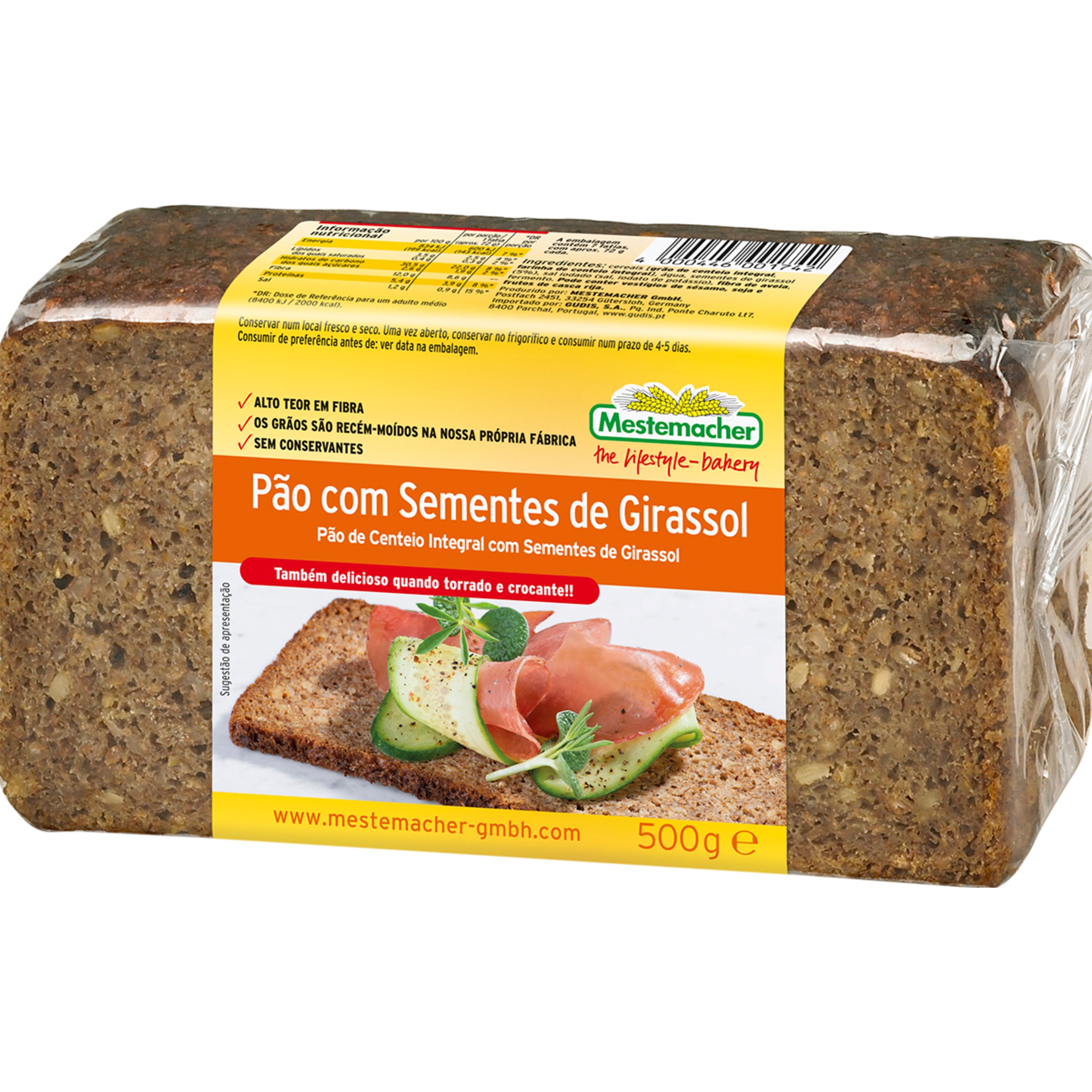 Pão de Centeio com Sementes de Girassol embalagem 500 g