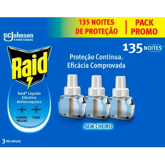 Insecticida Eléctrico PACK 3 Recarga embalagem 27 ml - Raid