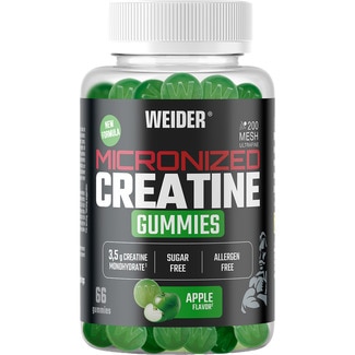 creatina micronizada en gominolas sabor manzana sin azúcar bote 66 unidades - Weider