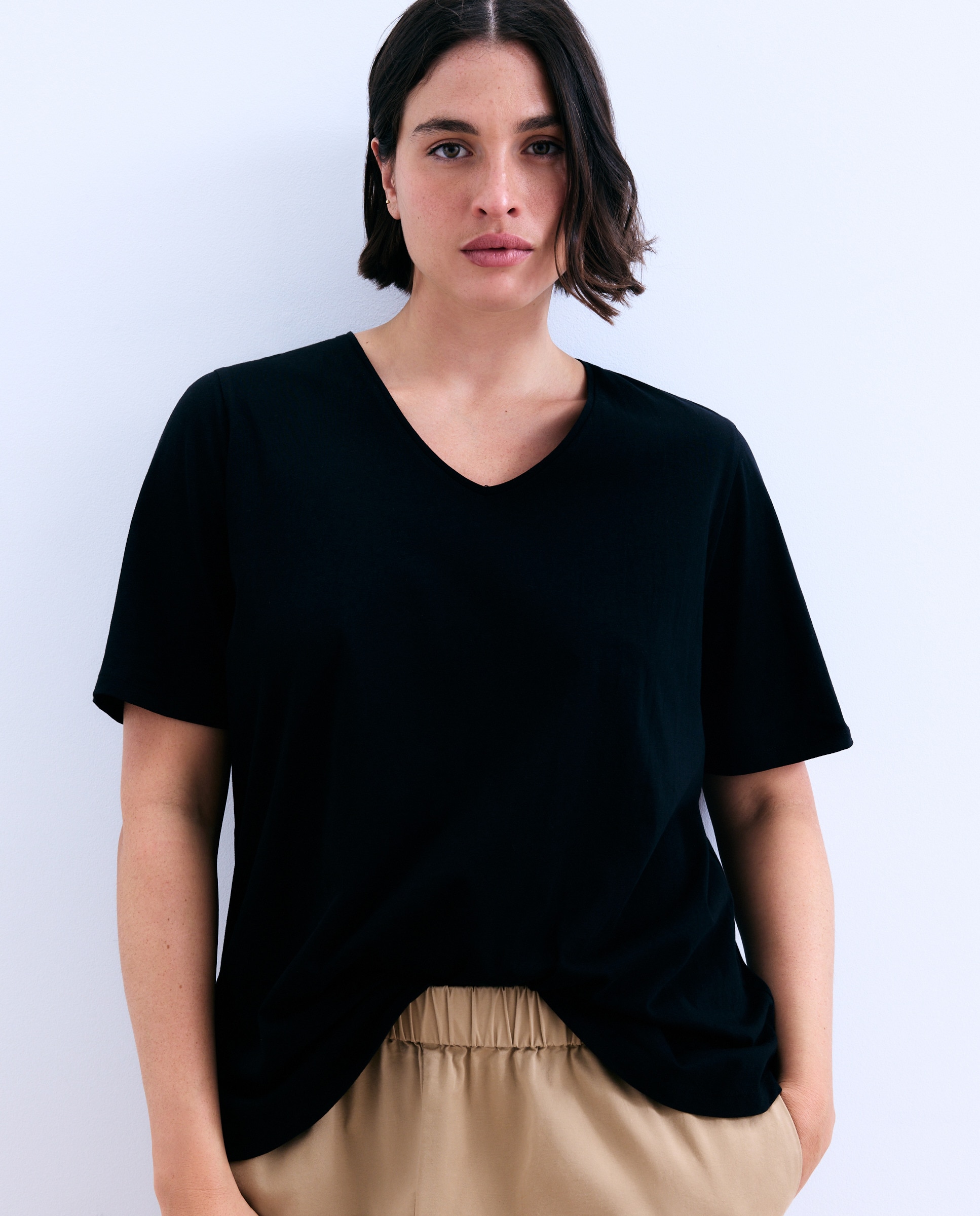 Camiseta lisa de manga corta mujer - Couchel - Verde Pato Negro-1