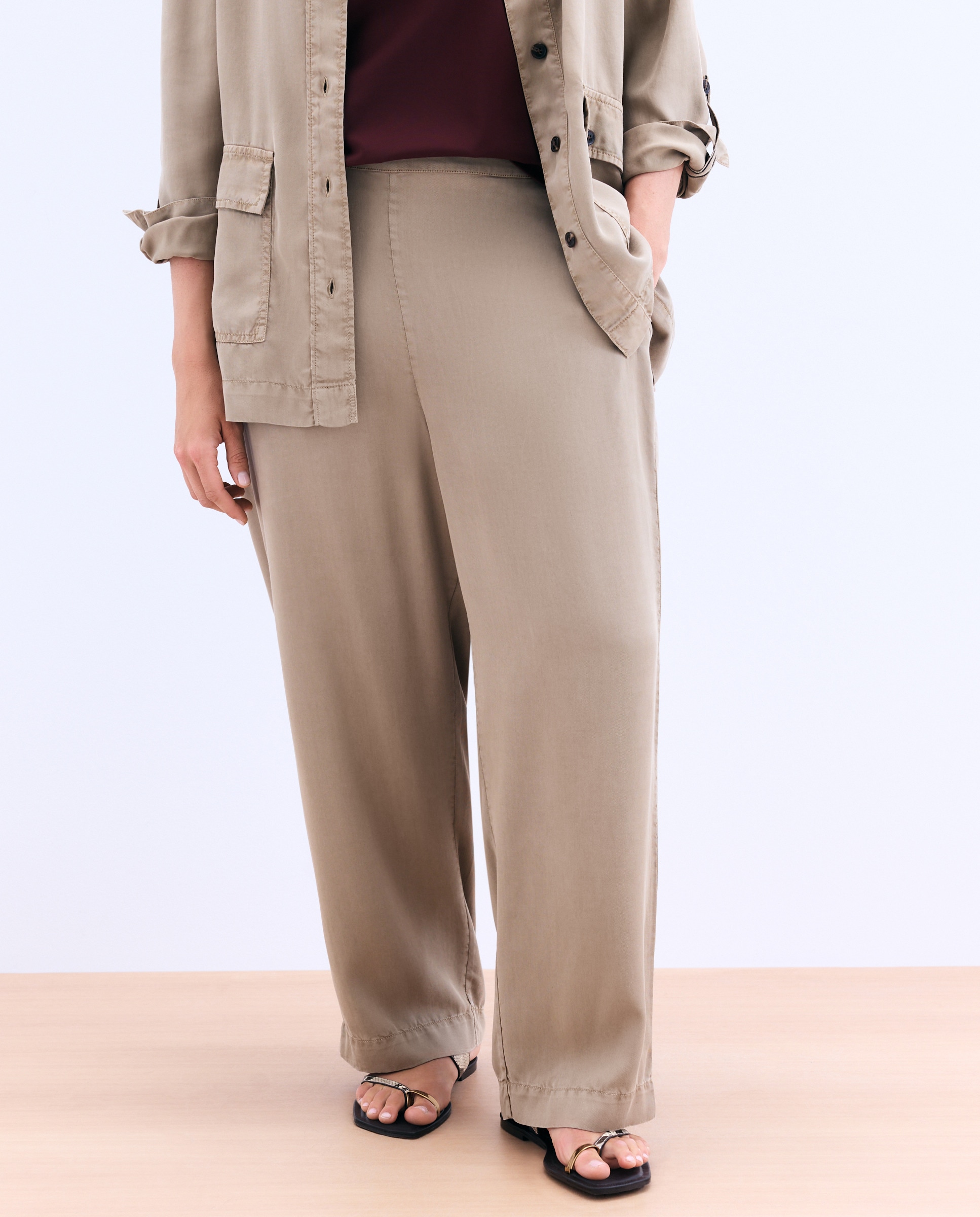 Calças Fluidas de Lyocell Torrado-2