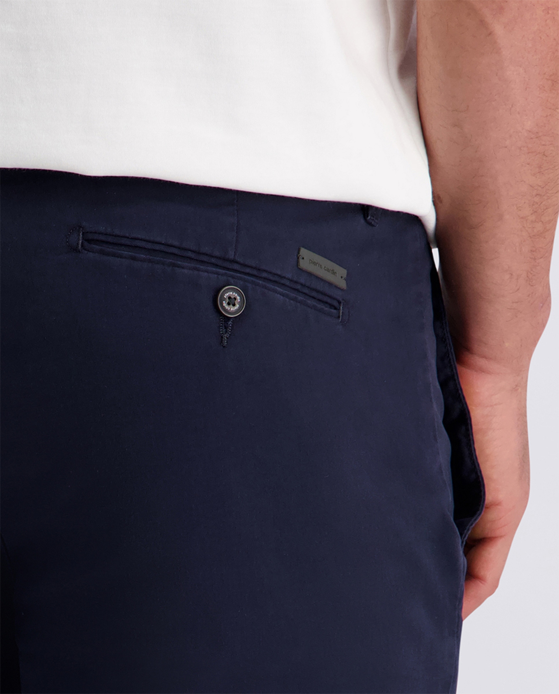 Calças Chino de Tecido Técnico Tapered Fit - Bege Azul-marinho-5